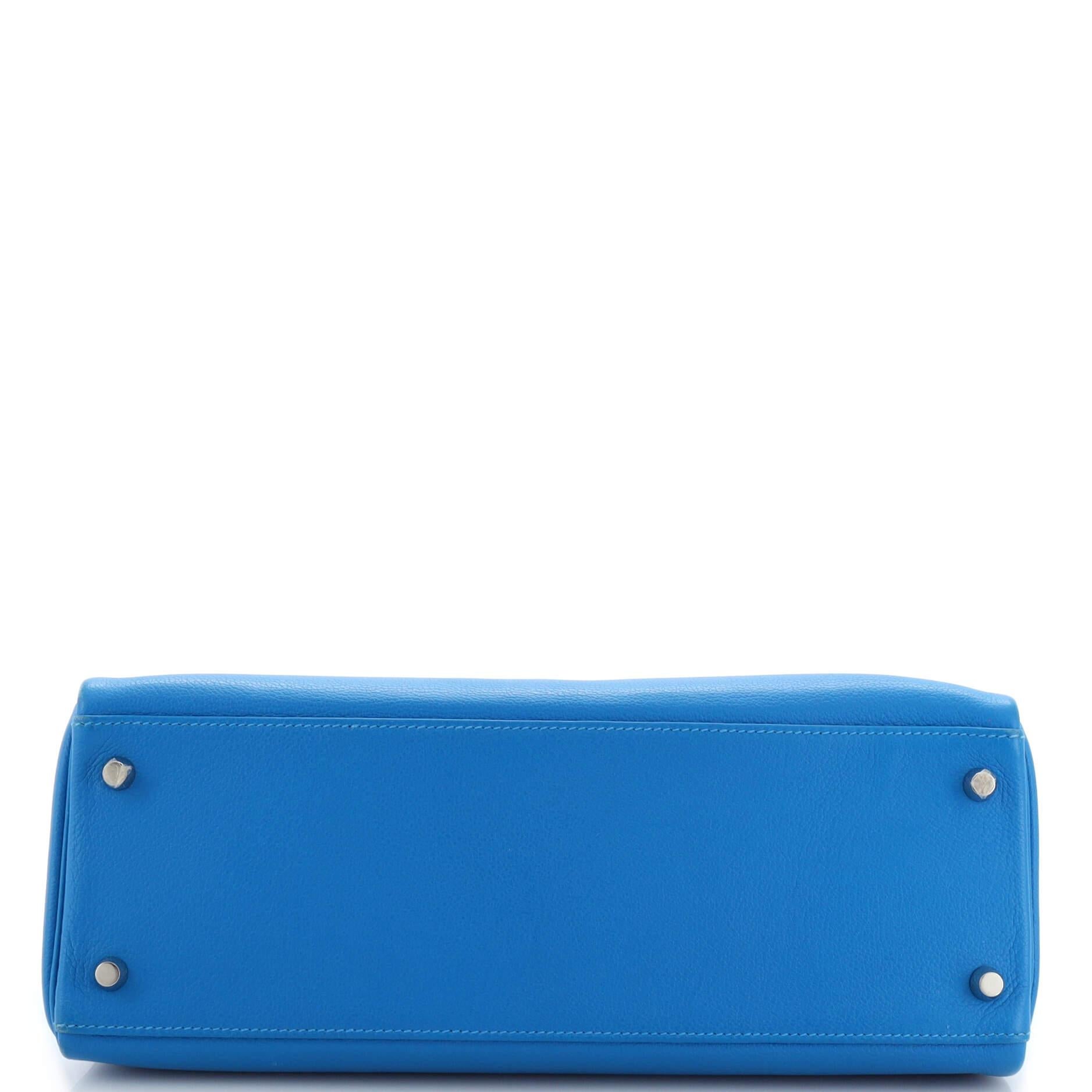 Hermes Kelly Handbag Bleu Hydra Evercolor with Pallladium Hardware 32 1