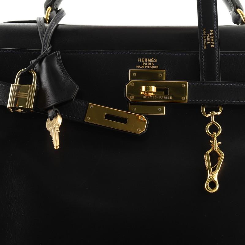 Hermes Kelly Handbag Bleu Indigo Box Calf with Gold Hardware 32 1