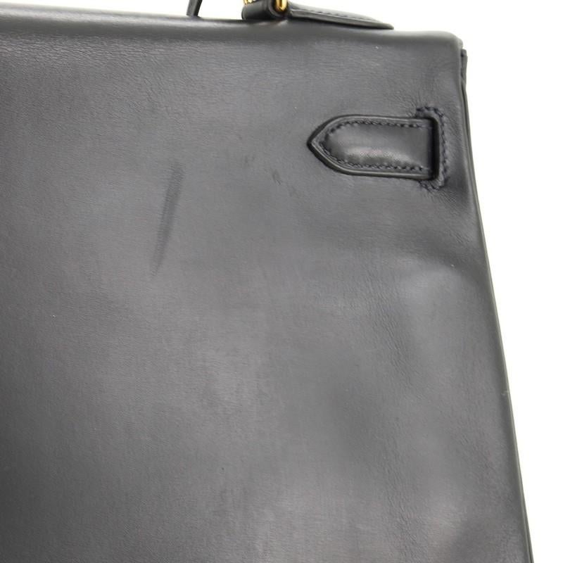 Hermes Kelly Handbag Bleu Indigo Box Calf with Gold Hardware 32 3