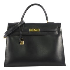 Hermes Kelly Handbag Bleu Indigo Box Calf with Gold Hardware 40