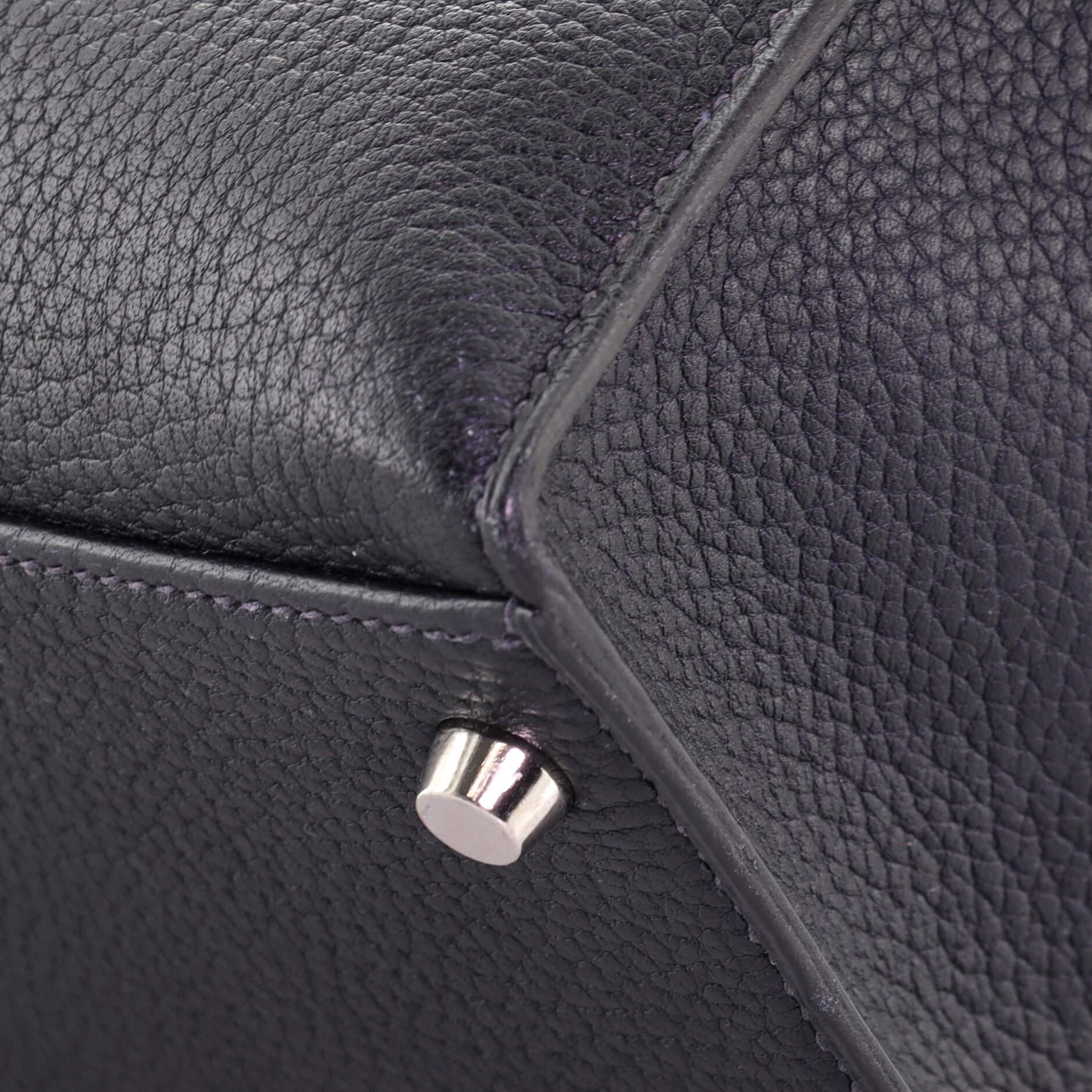 Hermes Kelly Handbag Bleu Indigo Buffalo Skipper with Palladium Hardware 35 3