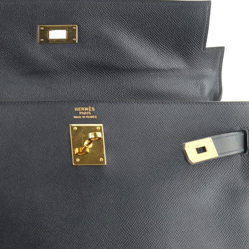 Hermes Kelly Handbag Bleu Indigo Courchevel with Gold Hardware 35 1
