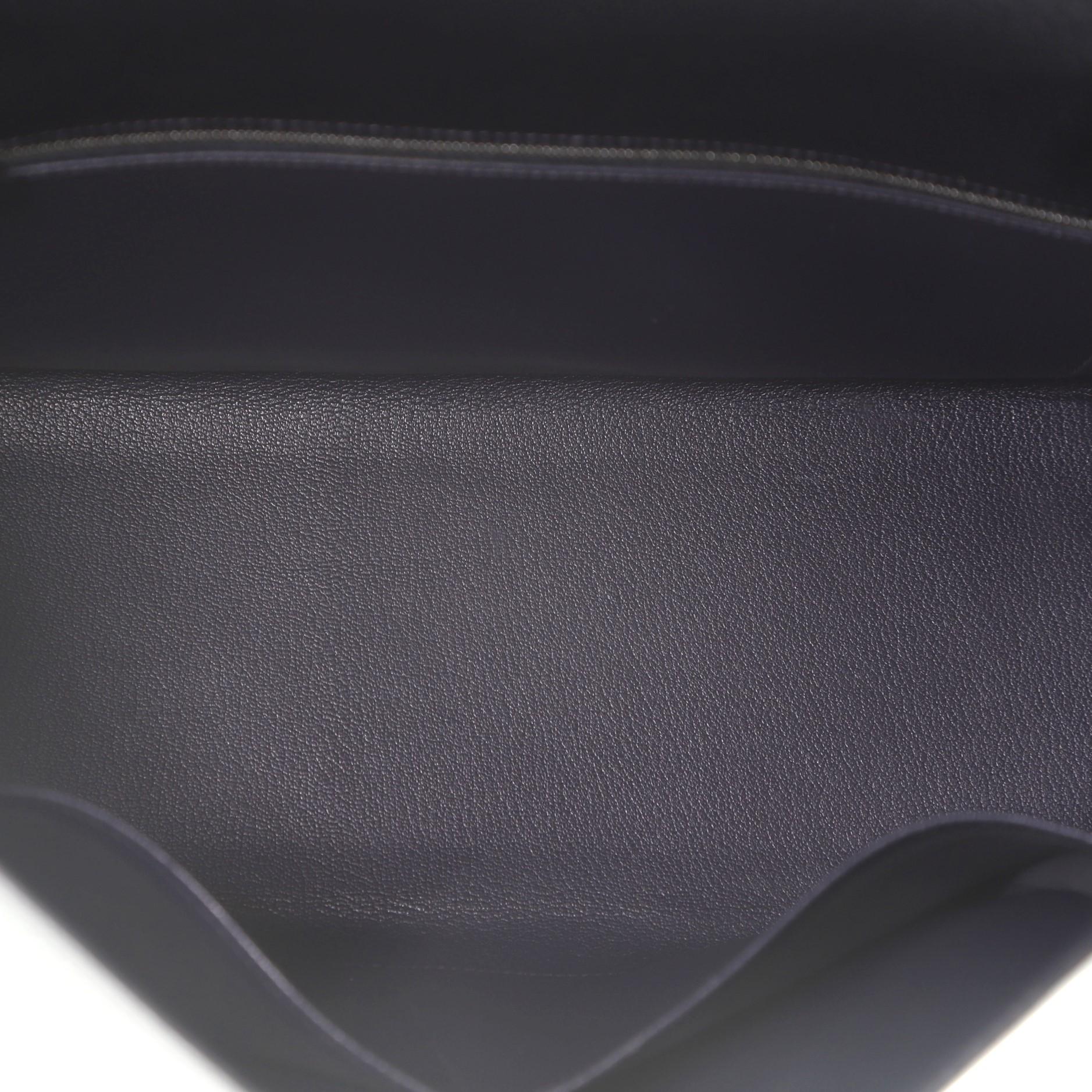 Women's or Men's Hermes Kelly Handbag Bleu Indigo Fjord With Palladium Hardware 35 