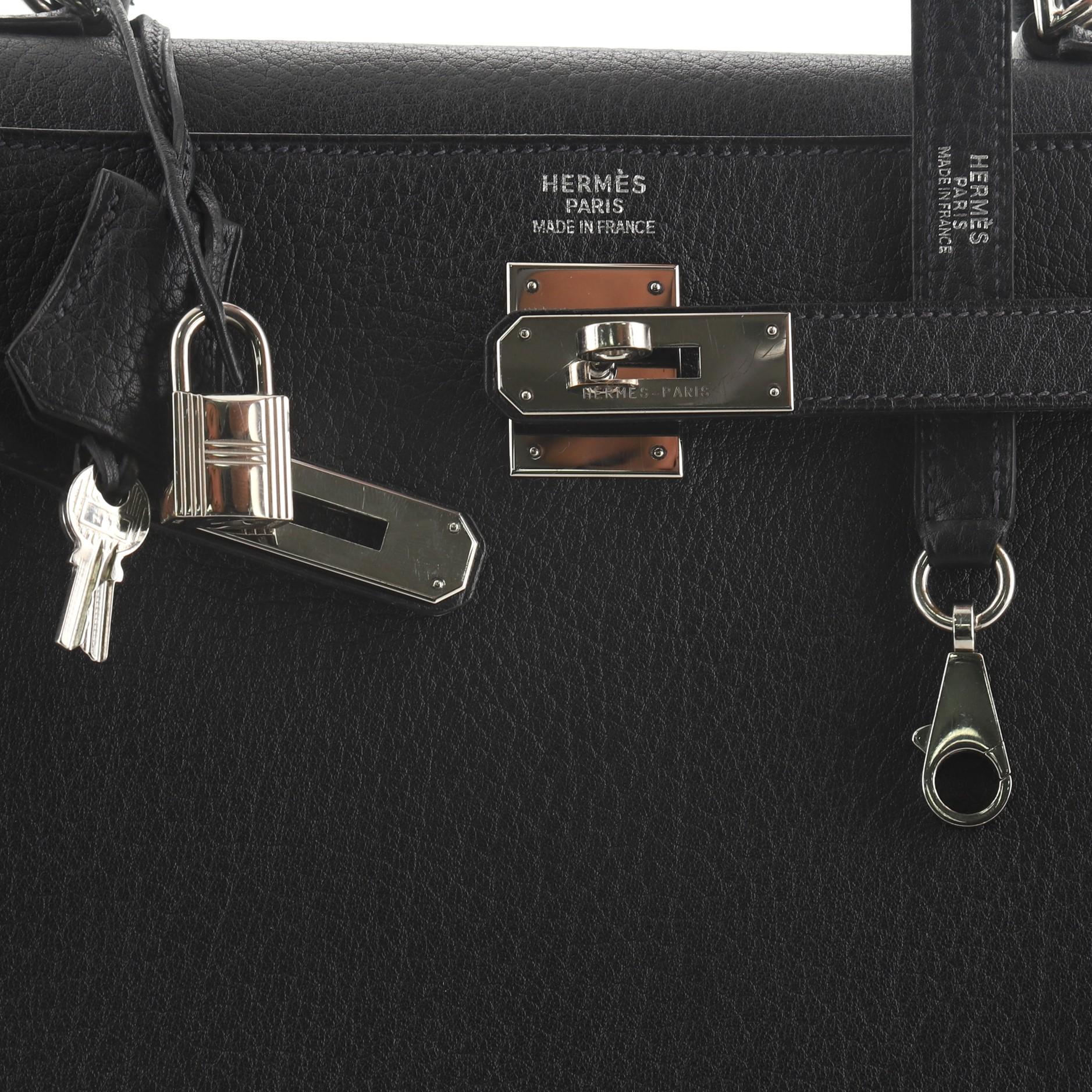 Hermes Kelly Handbag Bleu Indigo Fjord With Palladium Hardware 35  1