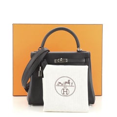 Hermes Kelly Handbag Bleu Indigo Swift with Palladium Hardware 25