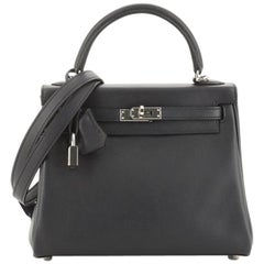 Hermes Kelly Handbag Bleu Indigo Swift with Palladium Hardware 25