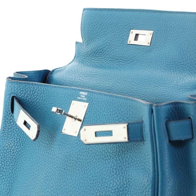 Hermes Kelly Handbag Bleu Izmir Clemence with Palladium Hardware 28 6