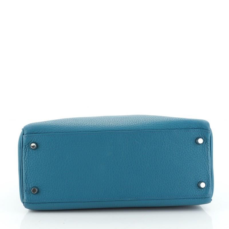 Hermes Kelly Handbag Bleu Izmir Clemence with Palladium Hardware 28 In Good Condition In NY, NY