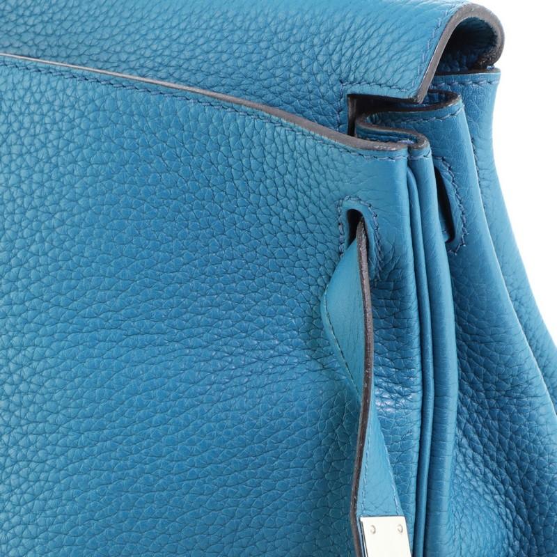 Hermes Kelly Handbag Bleu Izmir Clemence with Palladium Hardware 28 2