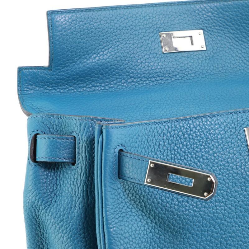 Hermes Kelly Handbag Bleu Izmir Clemence with Palladium Hardware 28 3