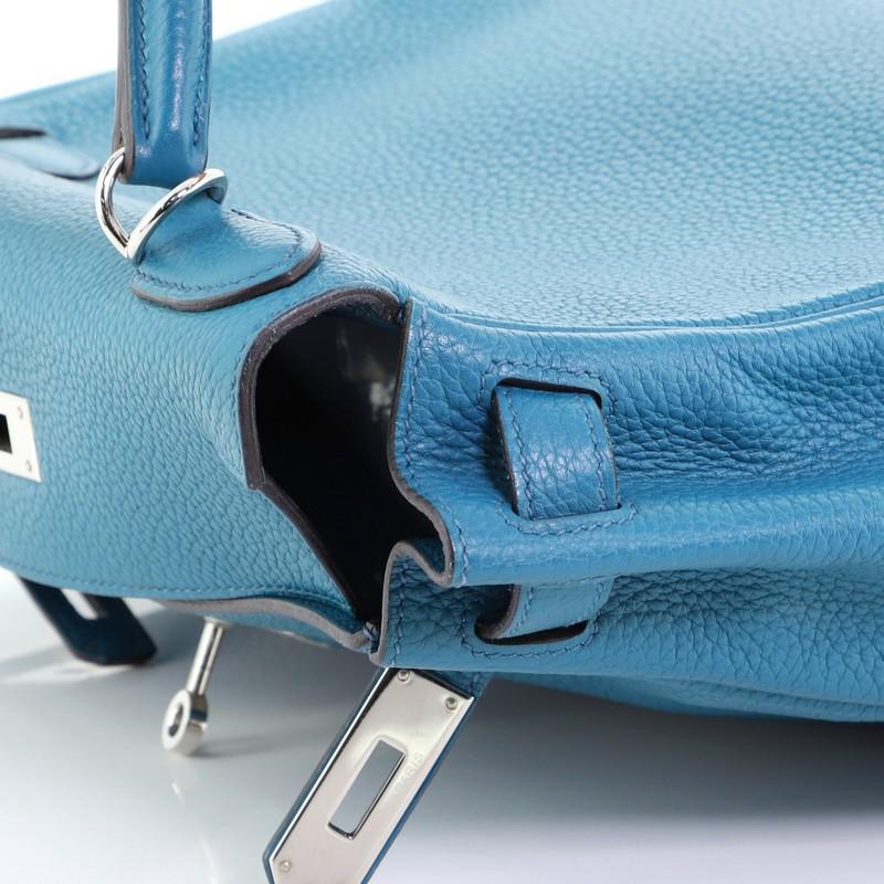 Hermes Kelly Handbag Bleu Izmir Clemence with Palladium Hardware 28 4