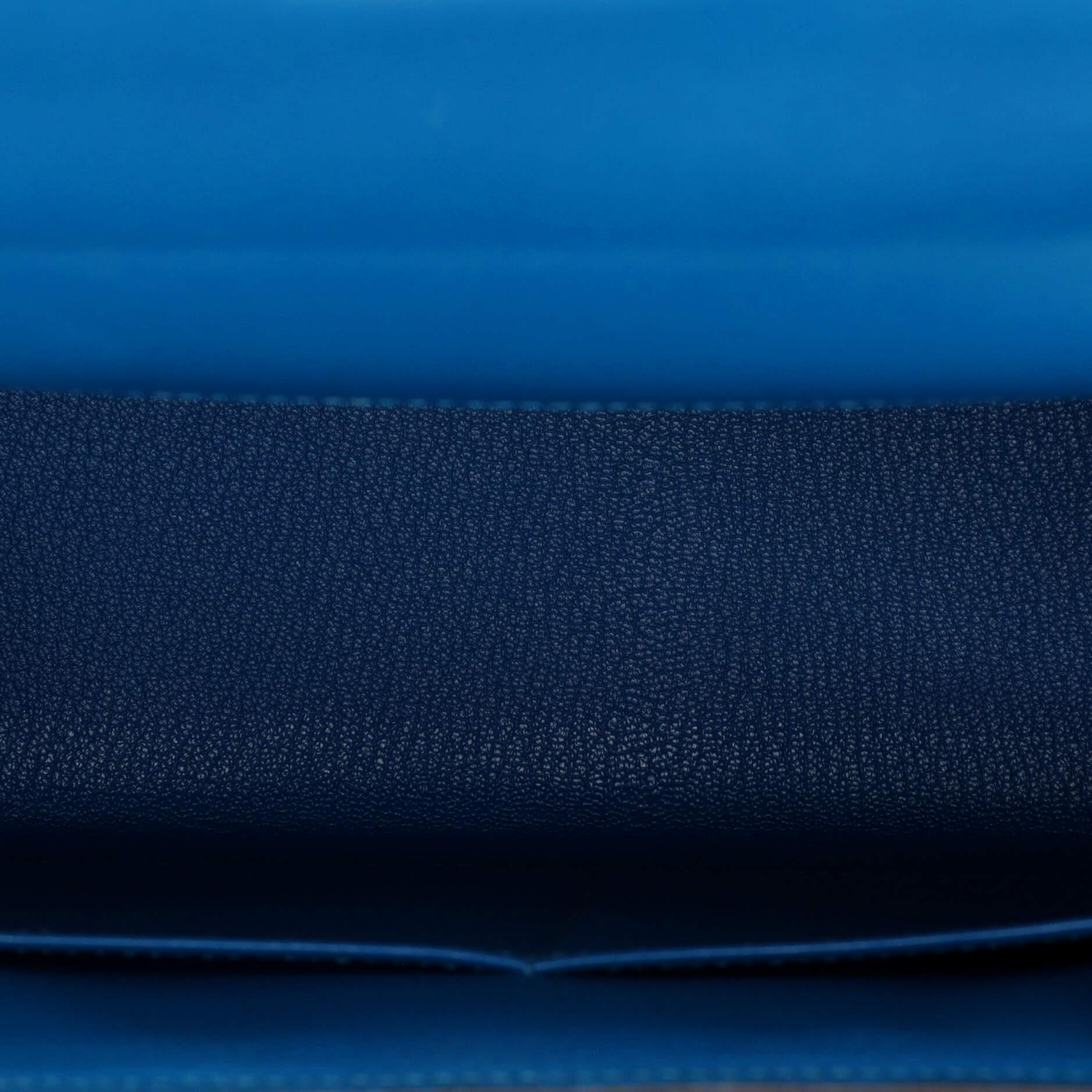 Hermes Kelly Handbag Bleu Izmir Tadelakt with Gold Hardware 28 1