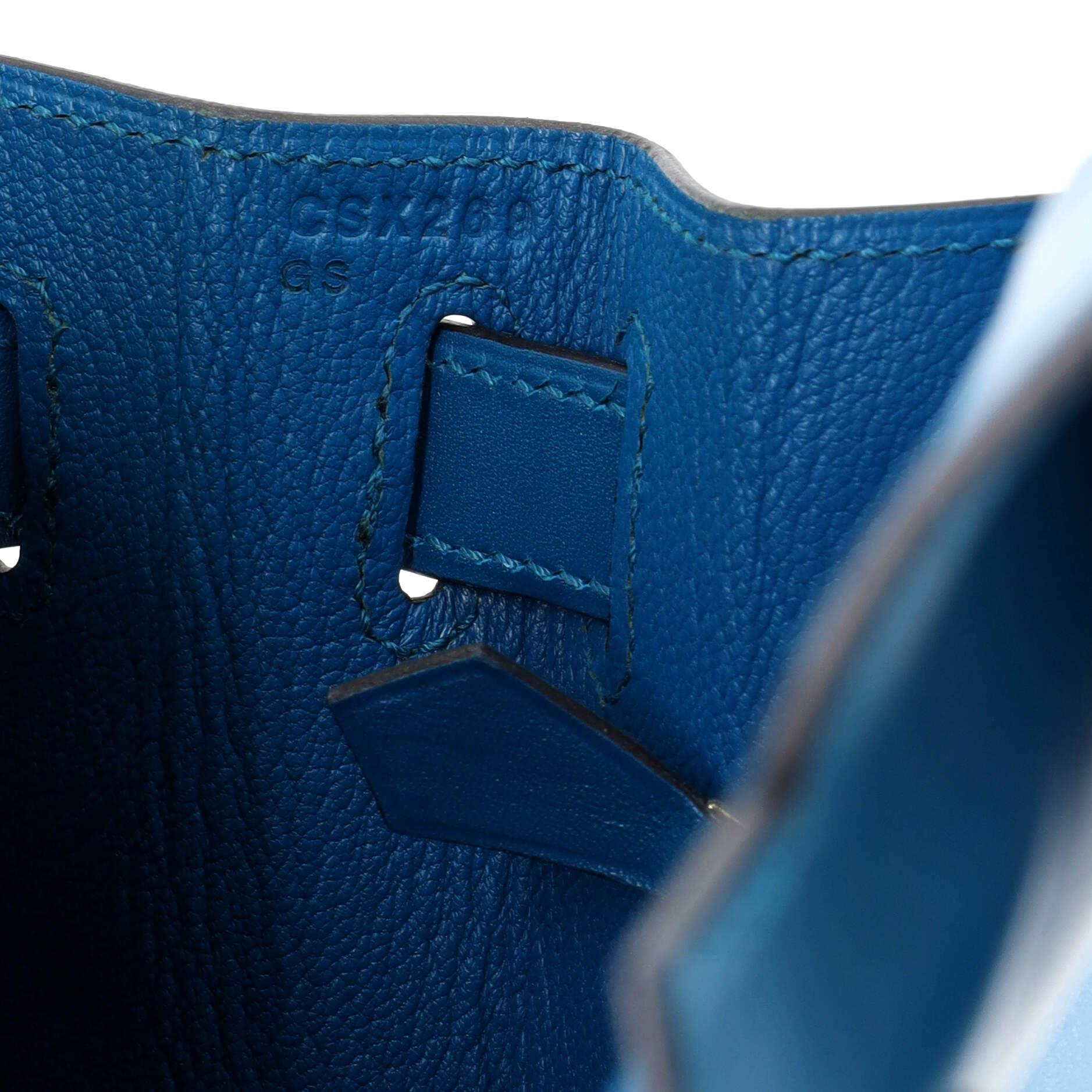 Hermes Kelly Handbag Bleu Izmir Tadelakt with Gold Hardware 28 4
