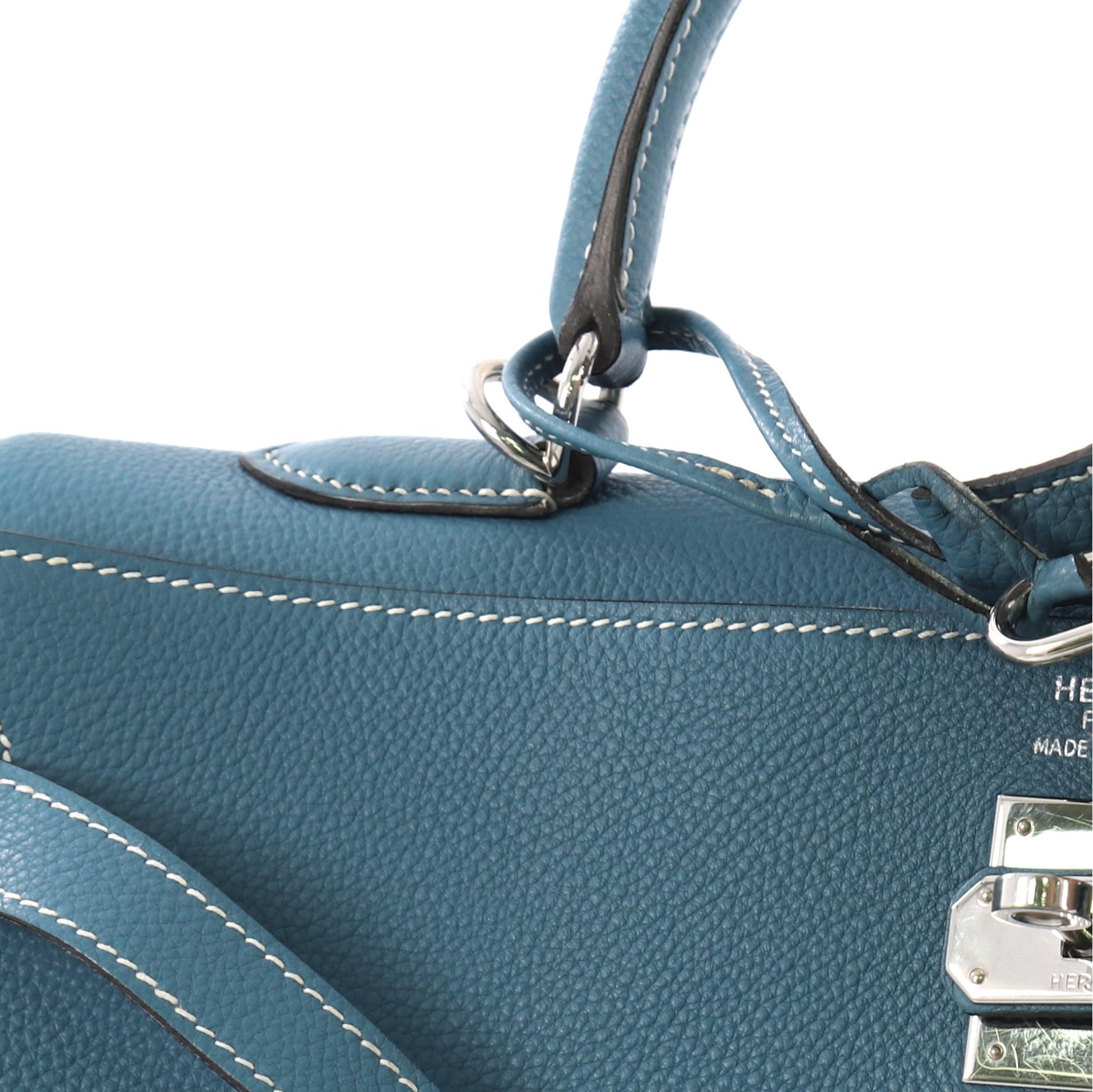 Hermes Kelly Handbag Bleu Jean Togo with Palladium Hardware 35 In Good Condition In NY, NY