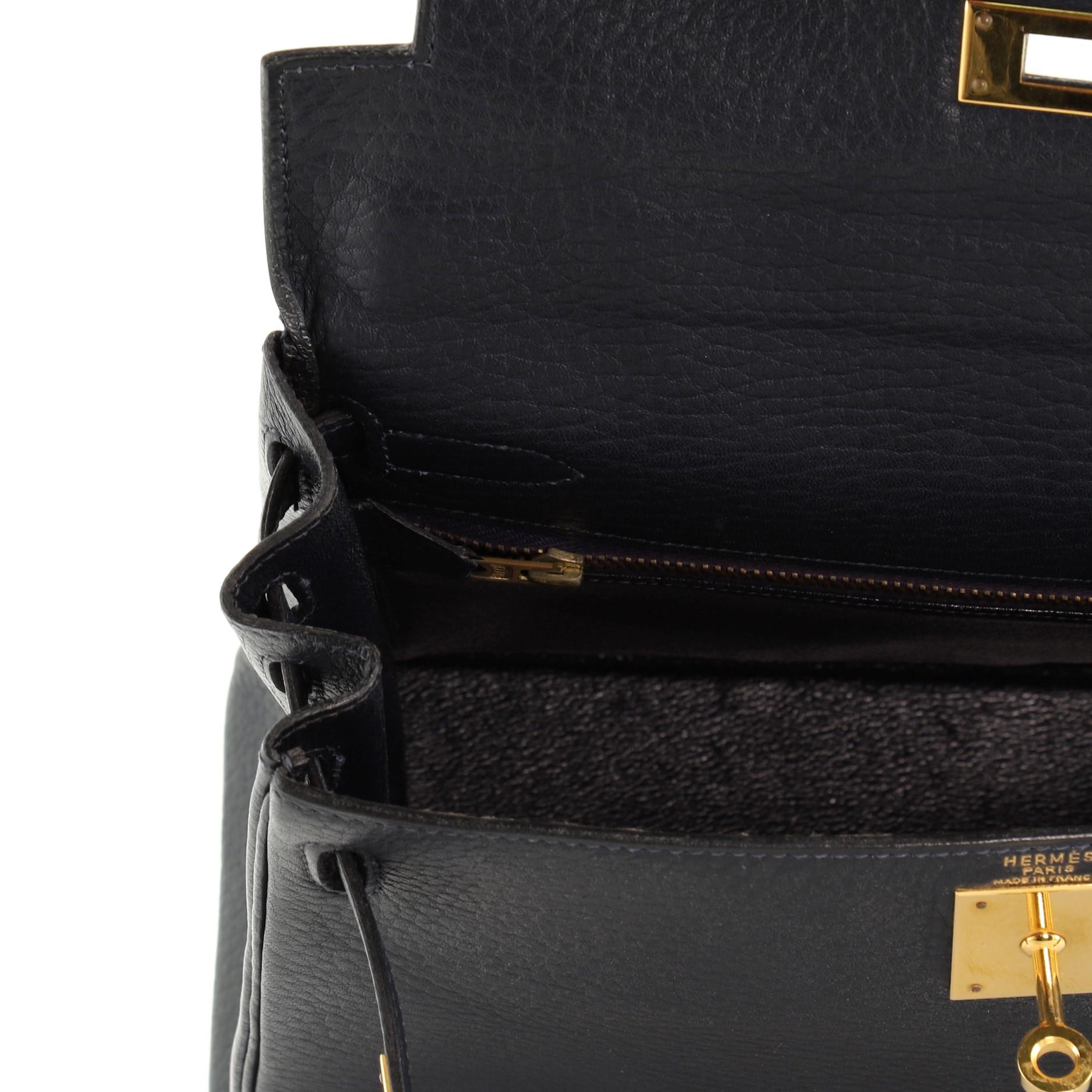 Hermes Kelly Handbag Bleu Marine Ardennes with Gold Hardware 28 5