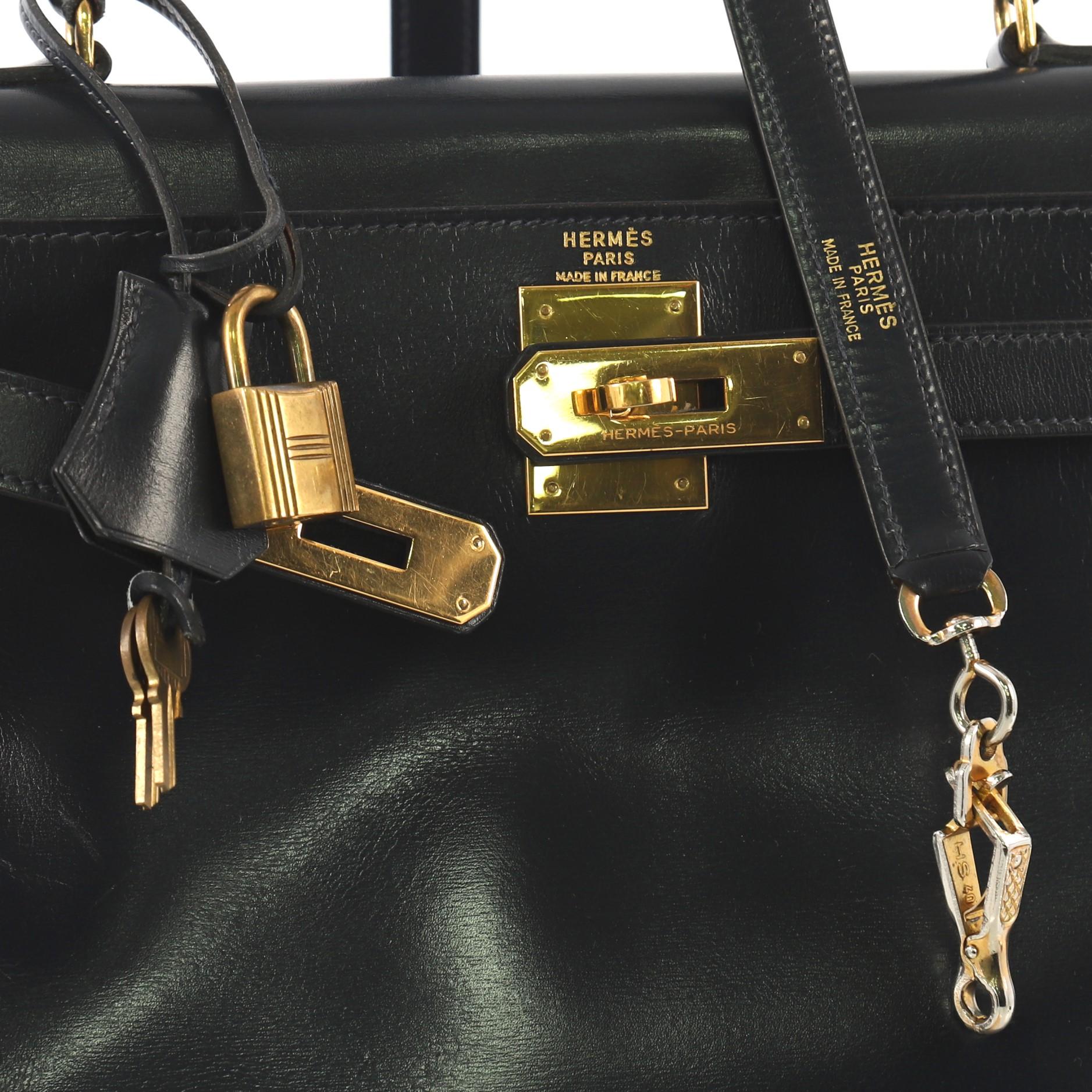 Hermes Kelly Handbag Bleu Marine Box Calf with Gold Hardware 28 6