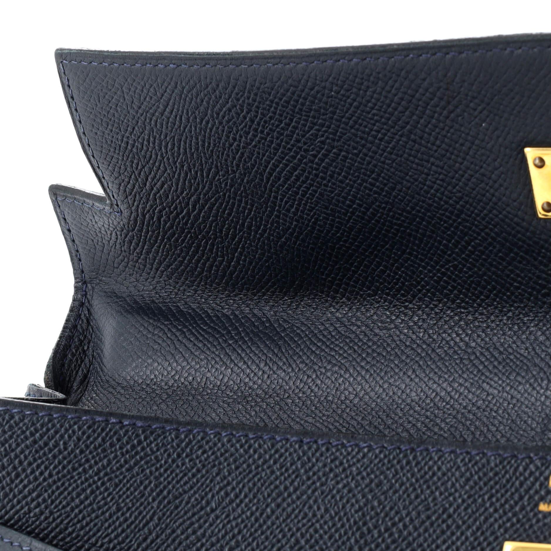 Hermes Kelly Handbag Bleu Marine Courchevel with Gold Hardware 32 6