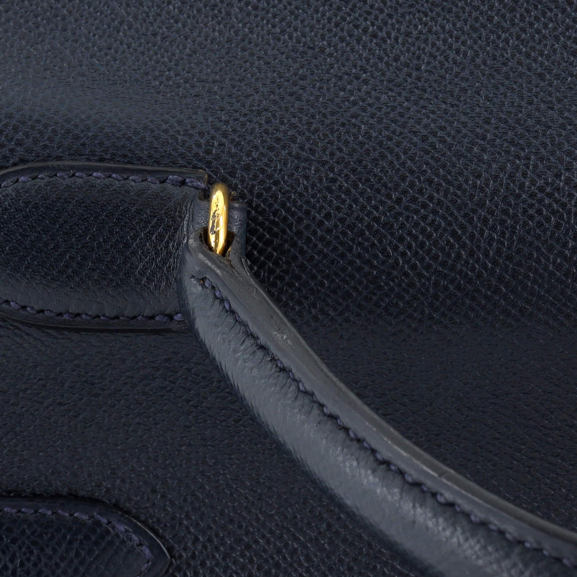 Hermes Kelly Handbag Bleu Marine Courchevel with Gold Hardware 32 For Sale 6