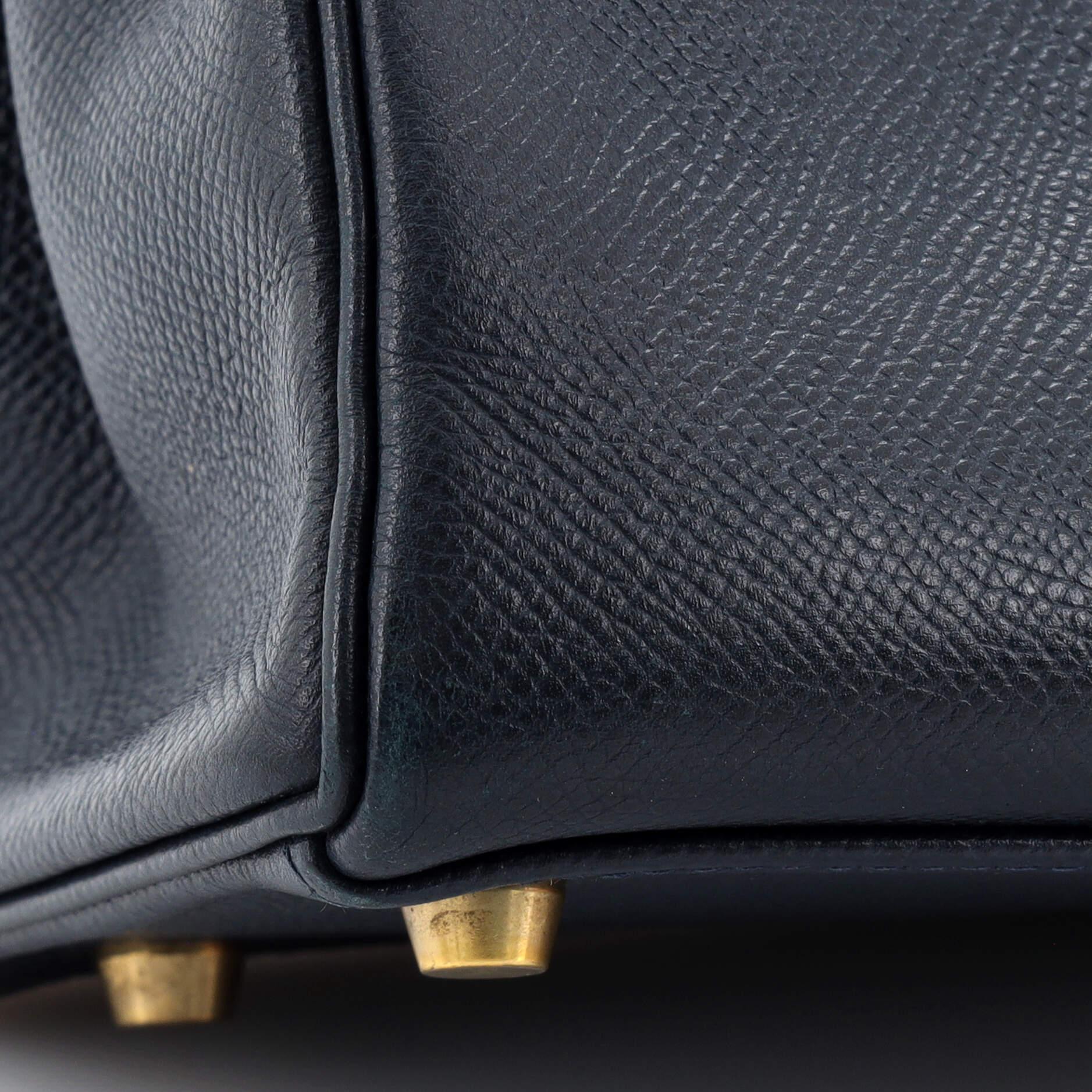 Hermes Kelly Handbag Bleu Marine Courchevel with Gold Hardware 32 8