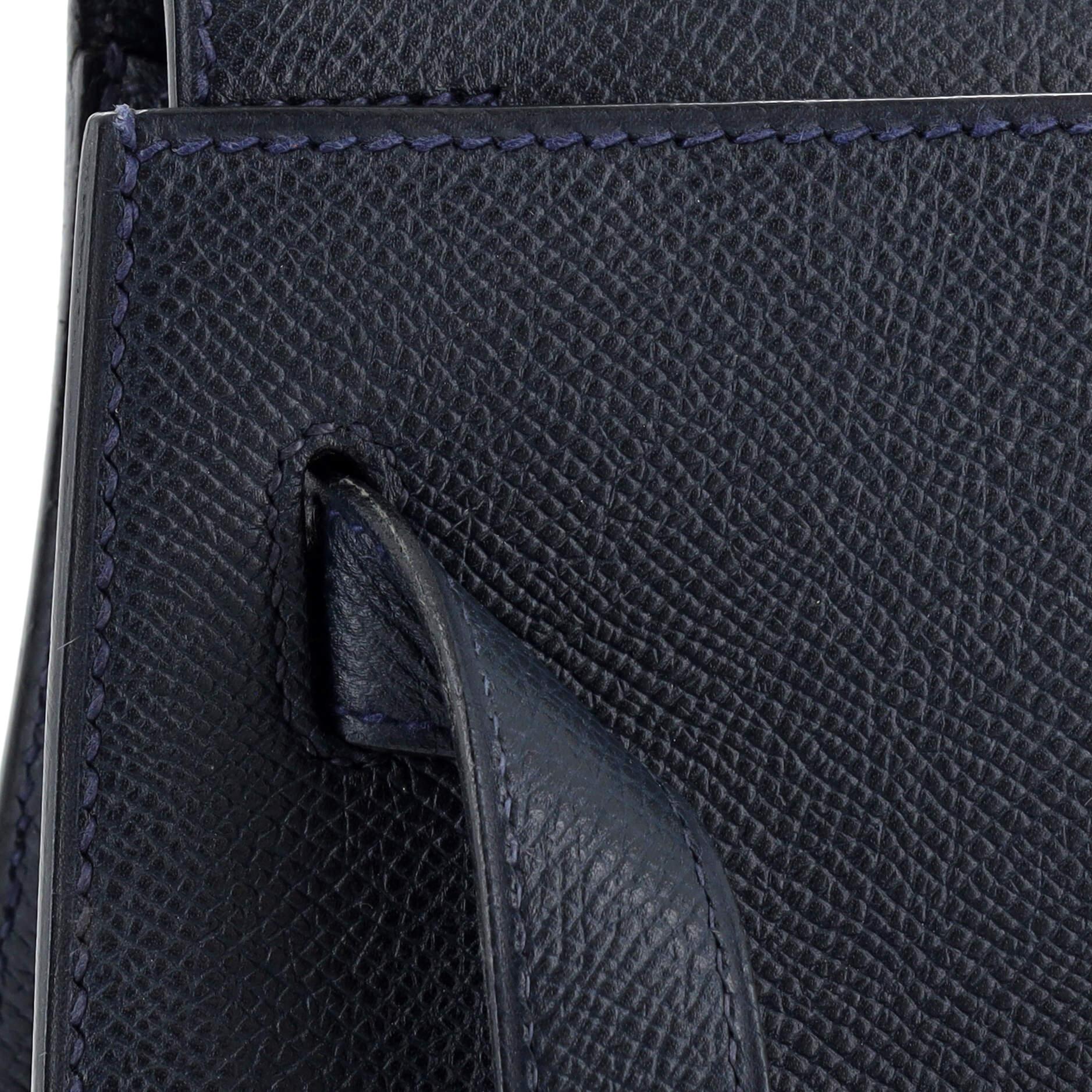 Hermes Kelly Handbag Bleu Marine Courchevel with Gold Hardware 32 For Sale 4