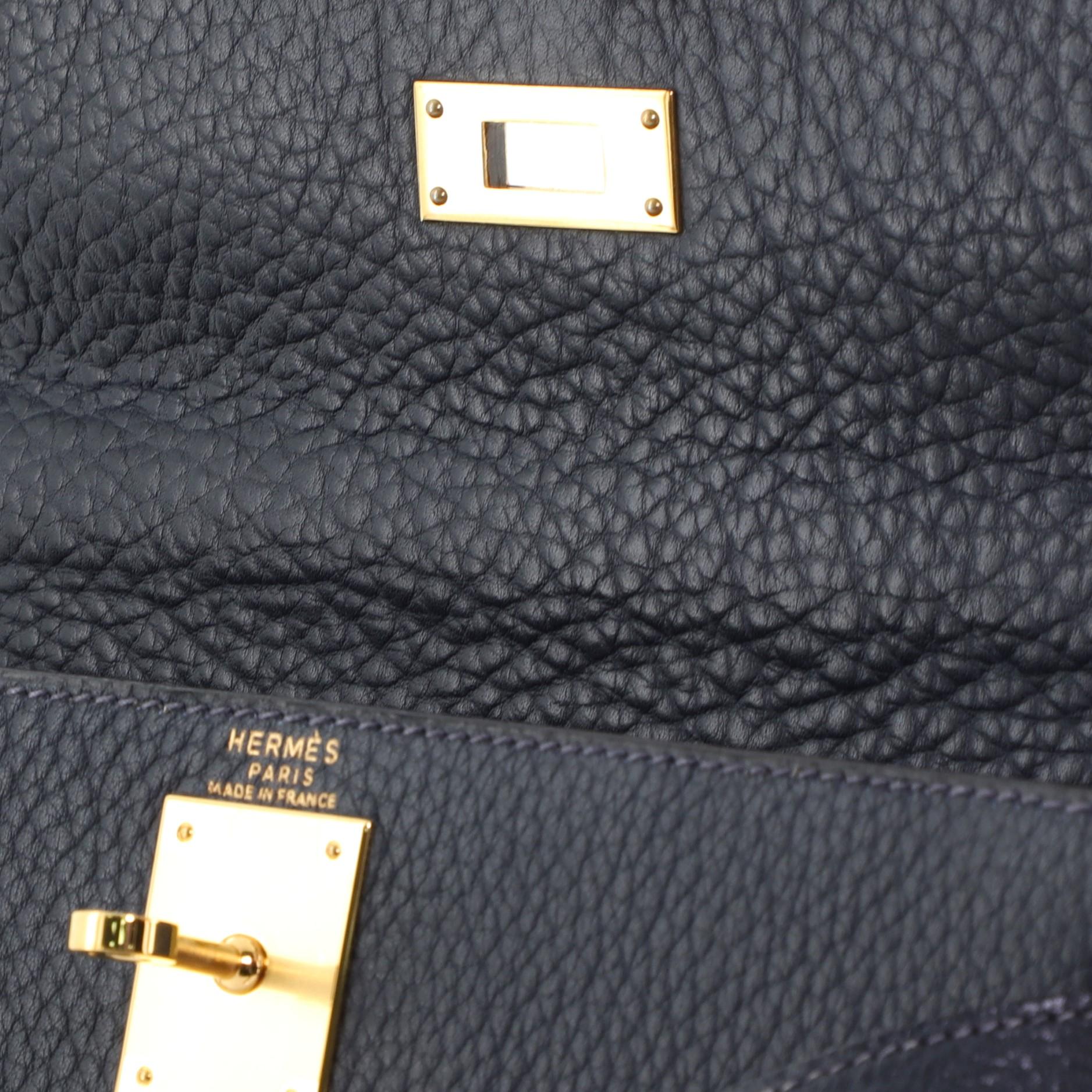 Hermes Kelly Handbag Bleu Marine Fjord With Gold Hardware 28  5