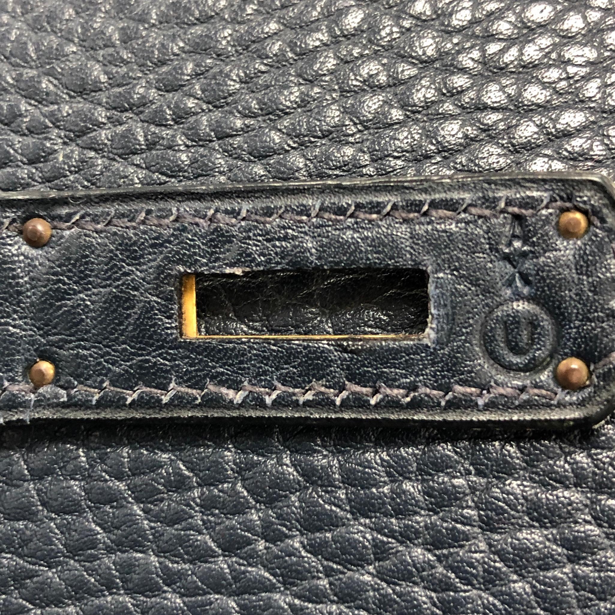 Hermes Kelly Handbag Bleu Marine Fjord With Gold Hardware 28  6