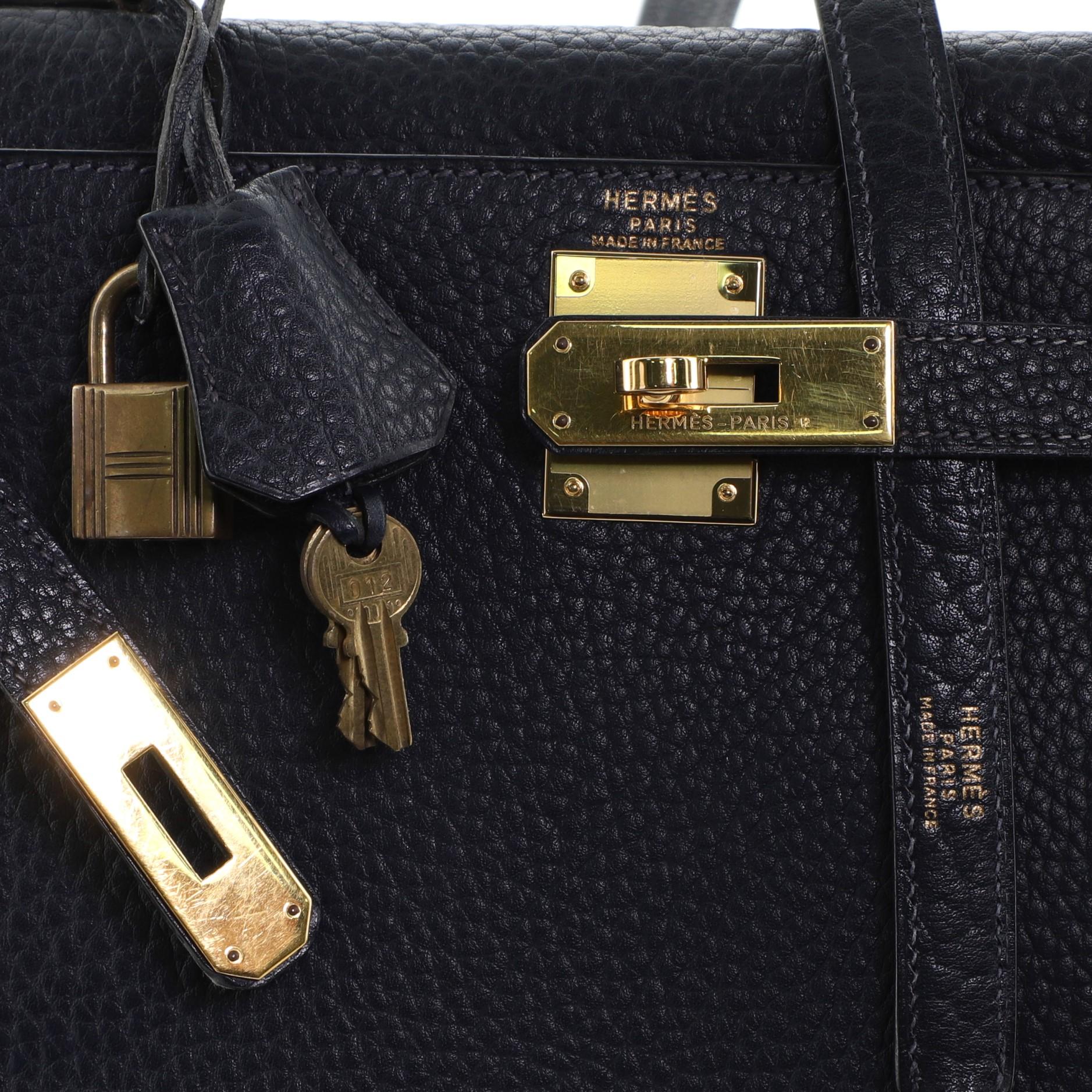 Hermes Kelly Handbag Bleu Marine Fjord With Gold Hardware 28  1