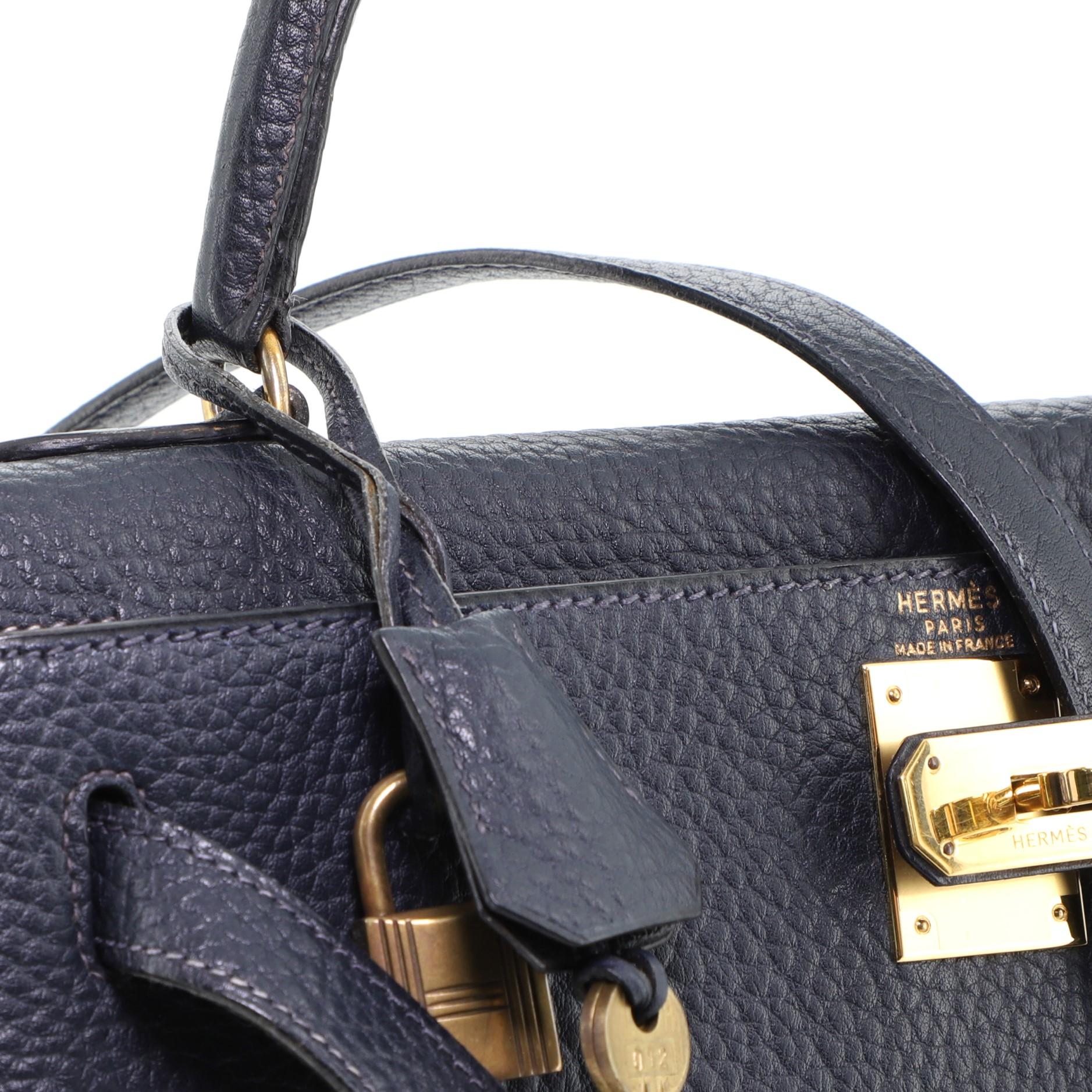 Hermes Kelly Handbag Bleu Marine Fjord With Gold Hardware 28  2