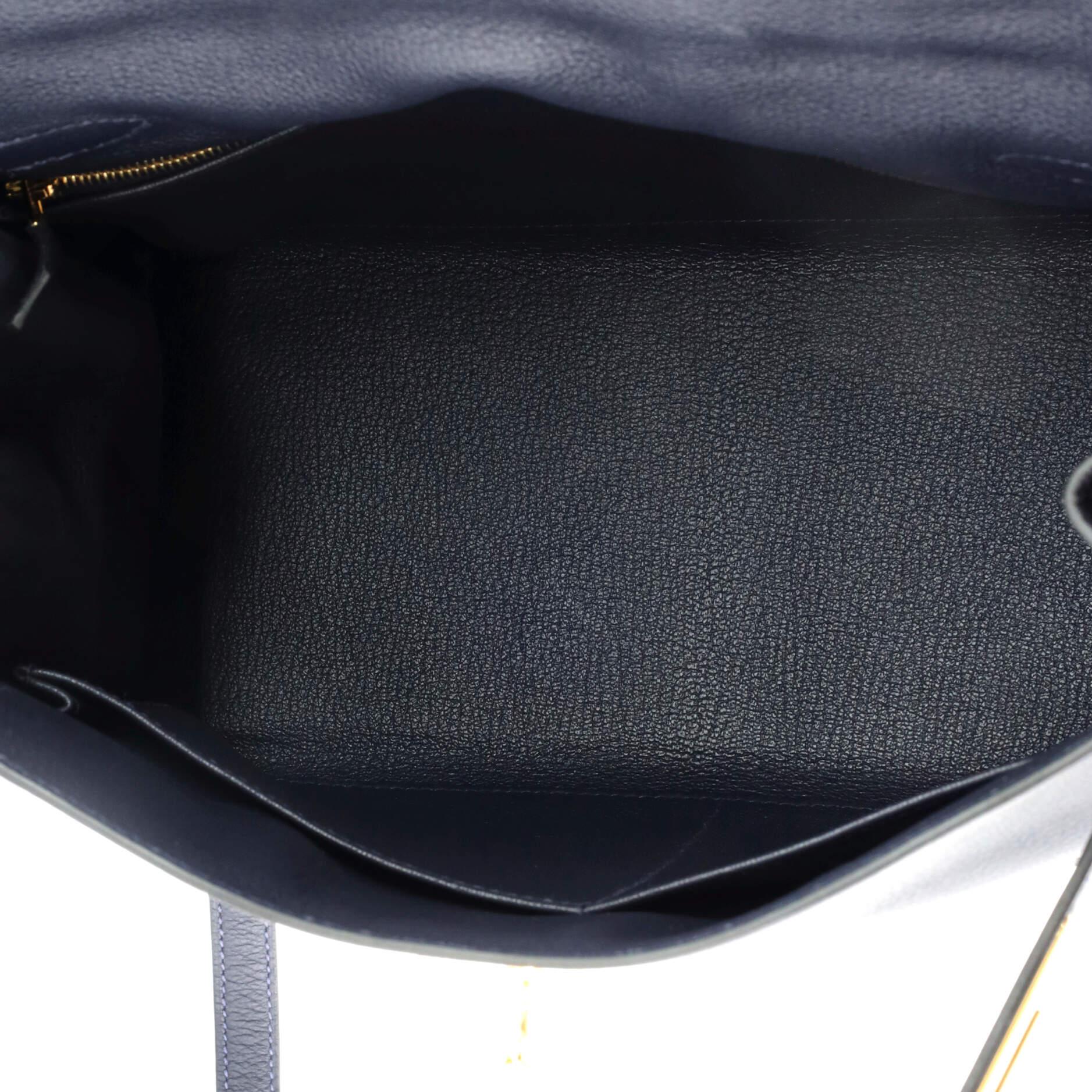 Hermes Kelly Handbag Bleu Nuit Evercolor with Gold Hardware 28 2