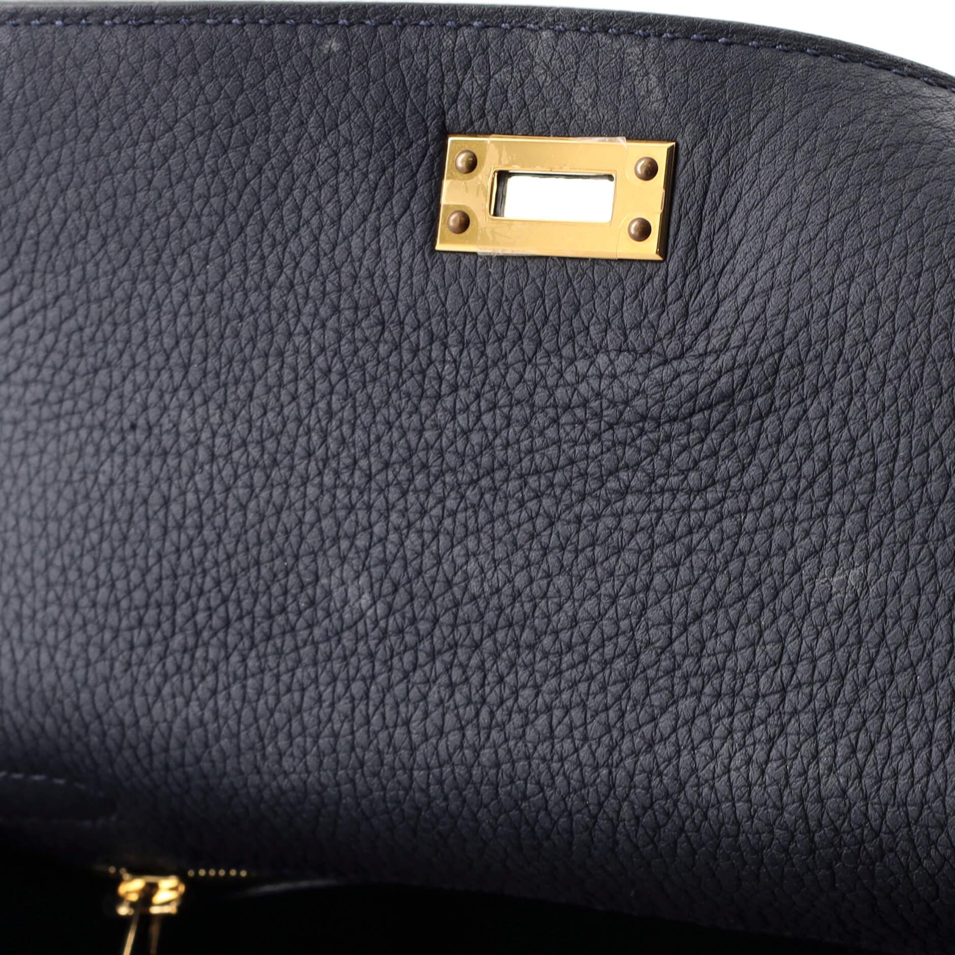 Hermes Kelly Handbag Bleu Nuit Togo with Gold Hardware 25 1