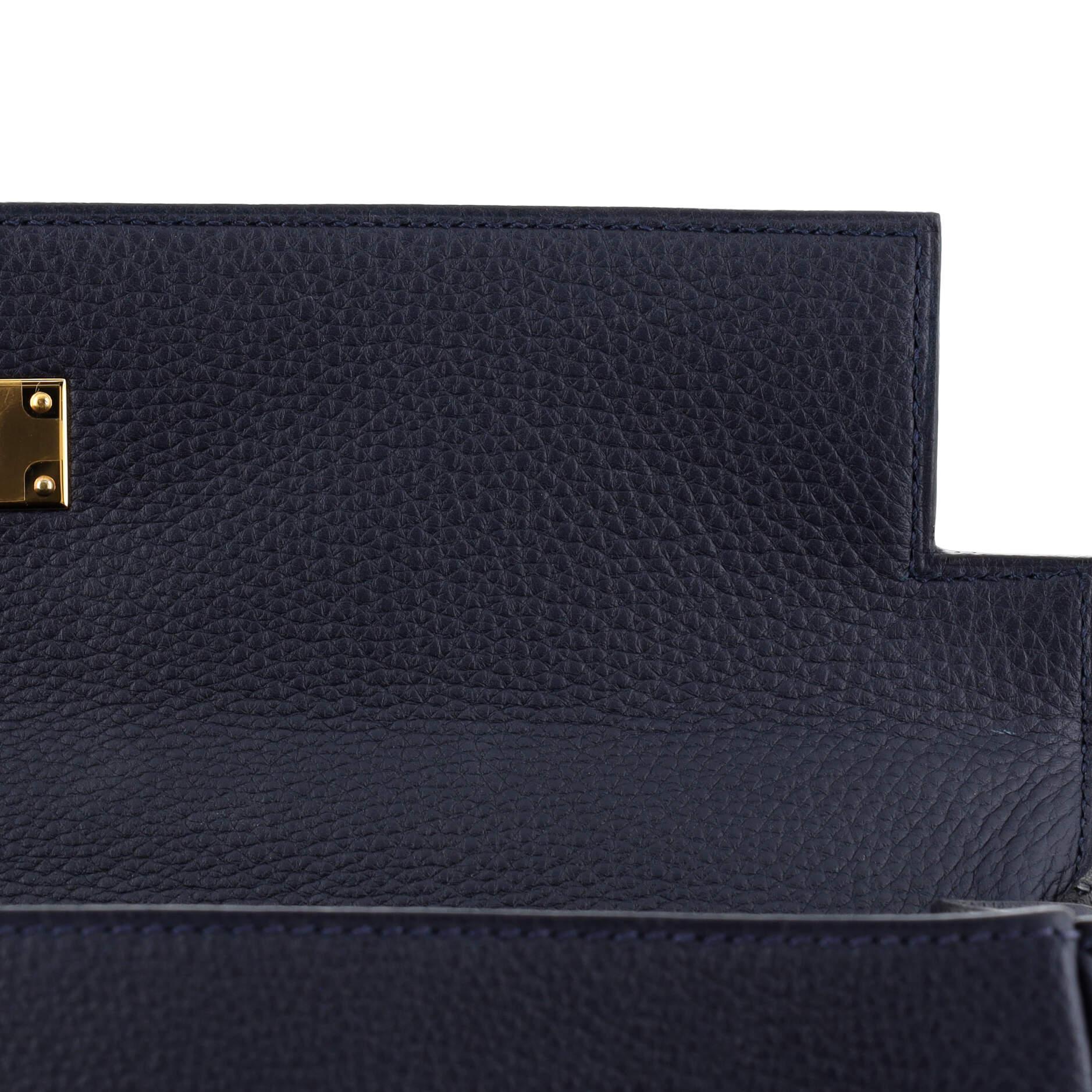 Hermes Kelly Handbag Bleu Nuit Togo with Gold Hardware 32 4