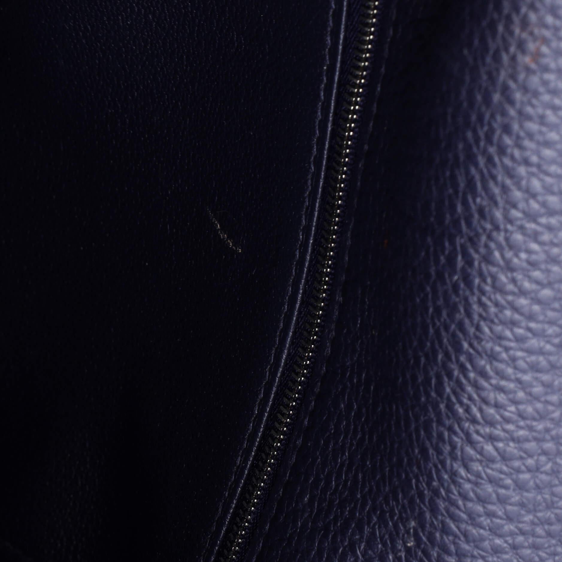 Hermes Kelly Handbag Bleu Nuit Togo with Palladium Hardware 28 7