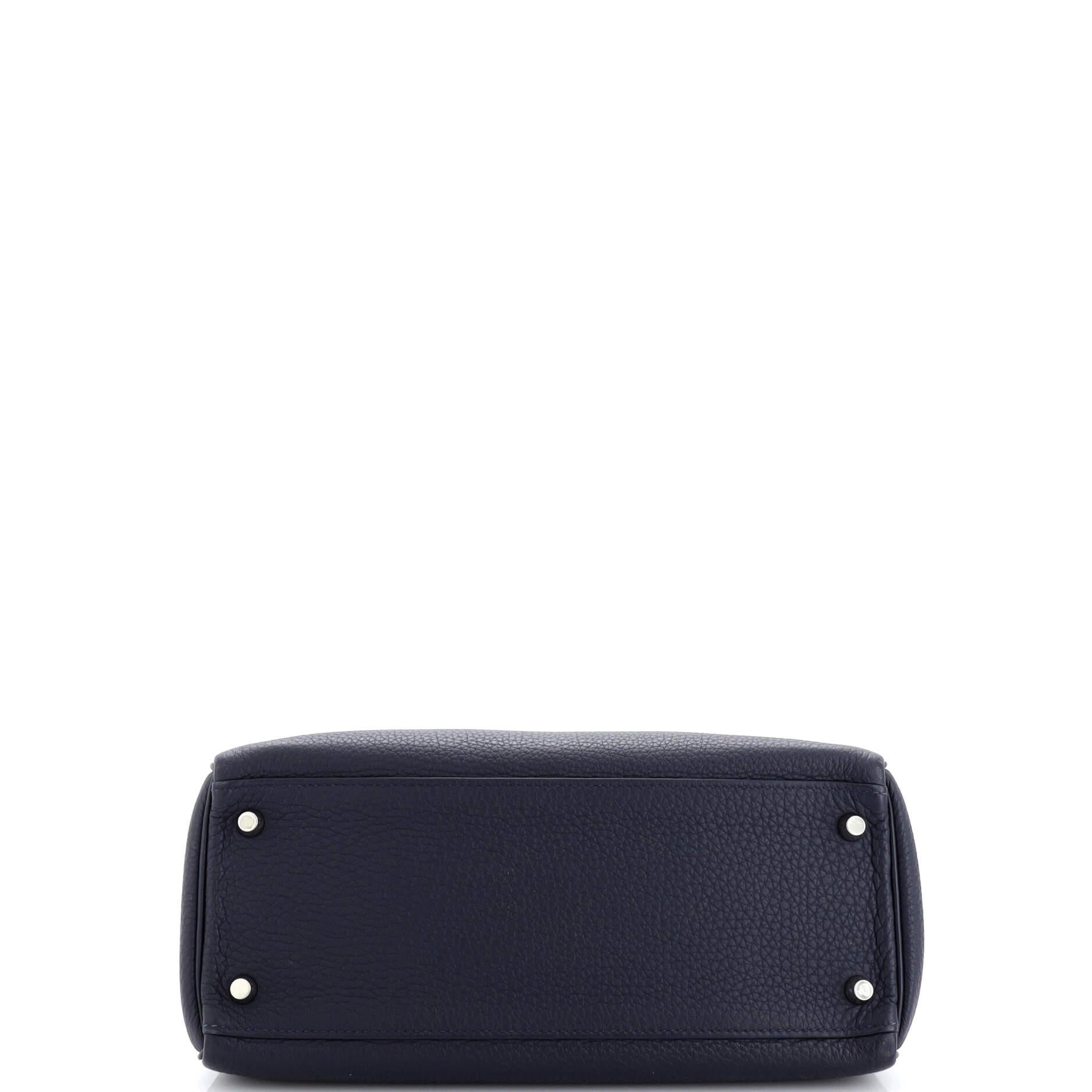 Women's or Men's Hermes Kelly Handbag Bleu Nuit Togo with Palladium Hardware 28