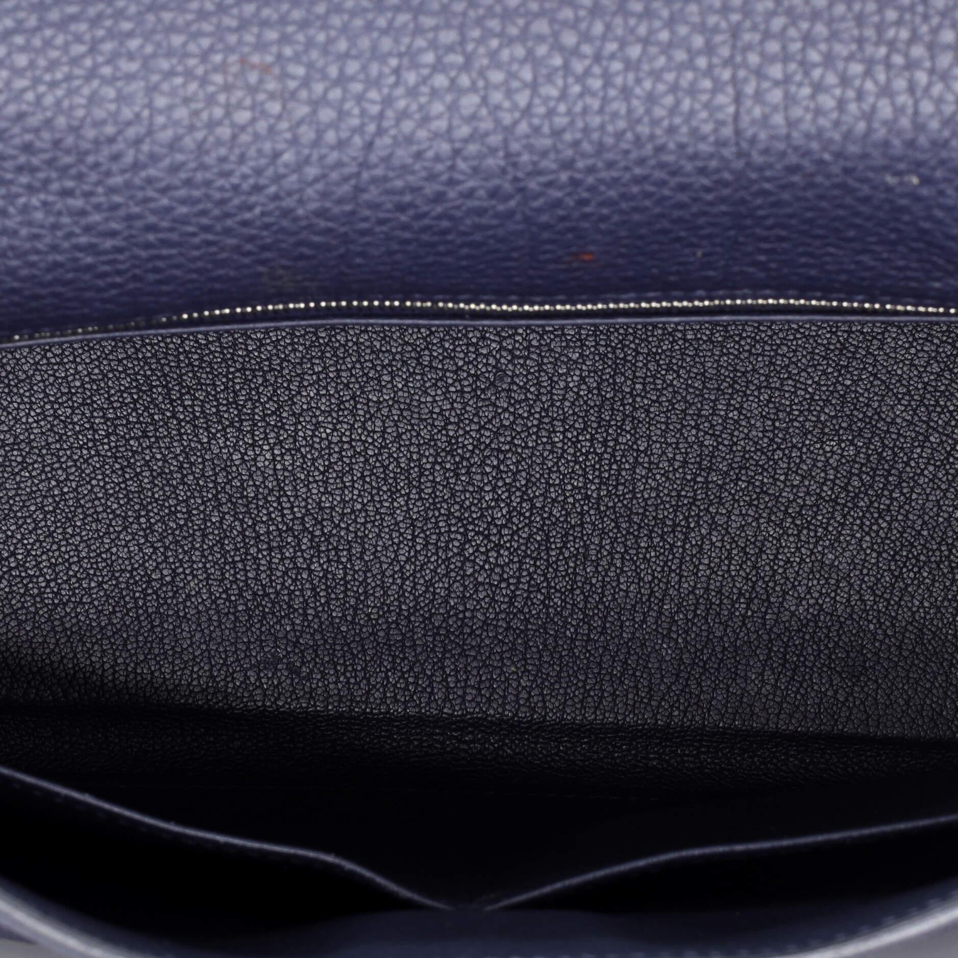 Hermes Kelly Handbag Bleu Nuit Togo with Palladium Hardware 28 1