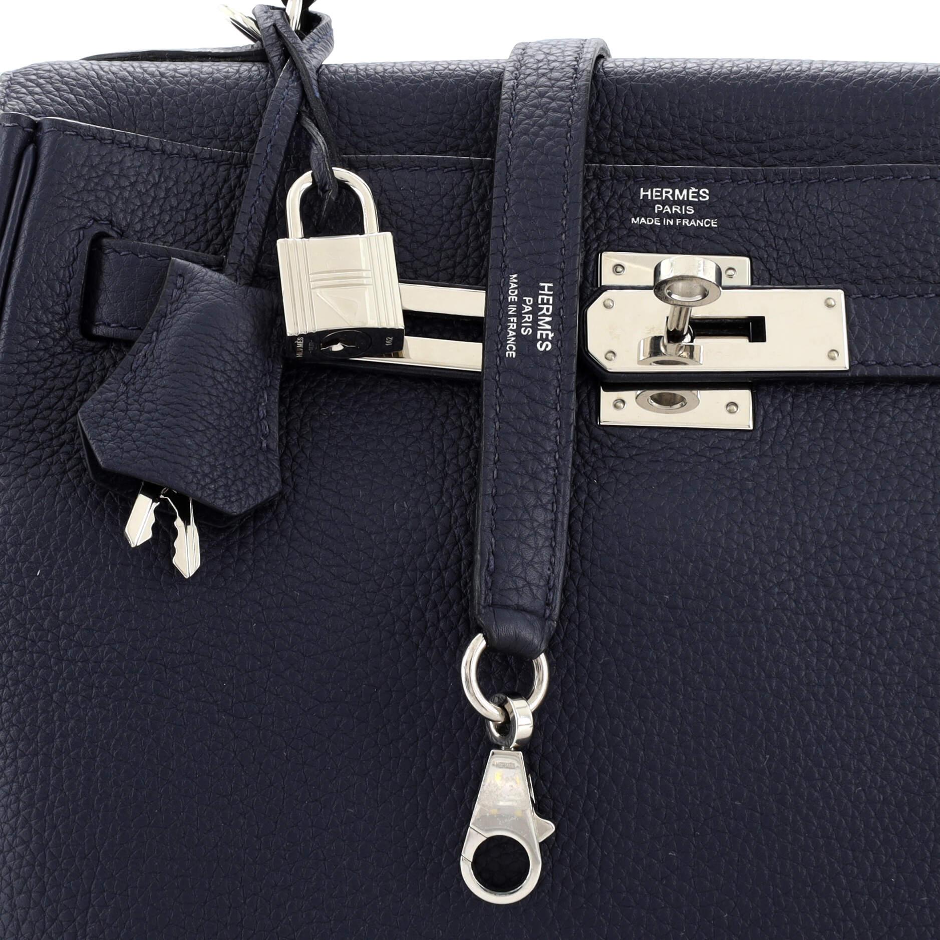 Hermes Kelly Handbag Bleu Nuit Togo with Palladium Hardware 28 2