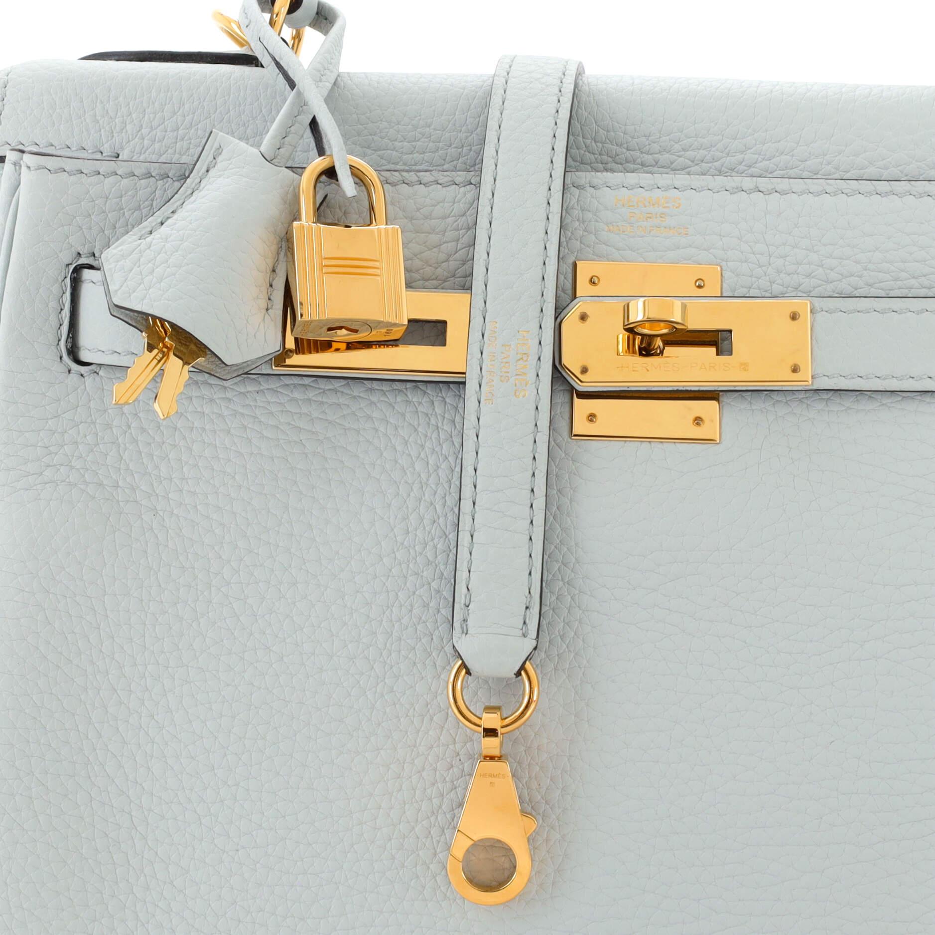 Women's or Men's Hermes Kelly Handbag Bleu Pale Togo with Gold Hardware 28