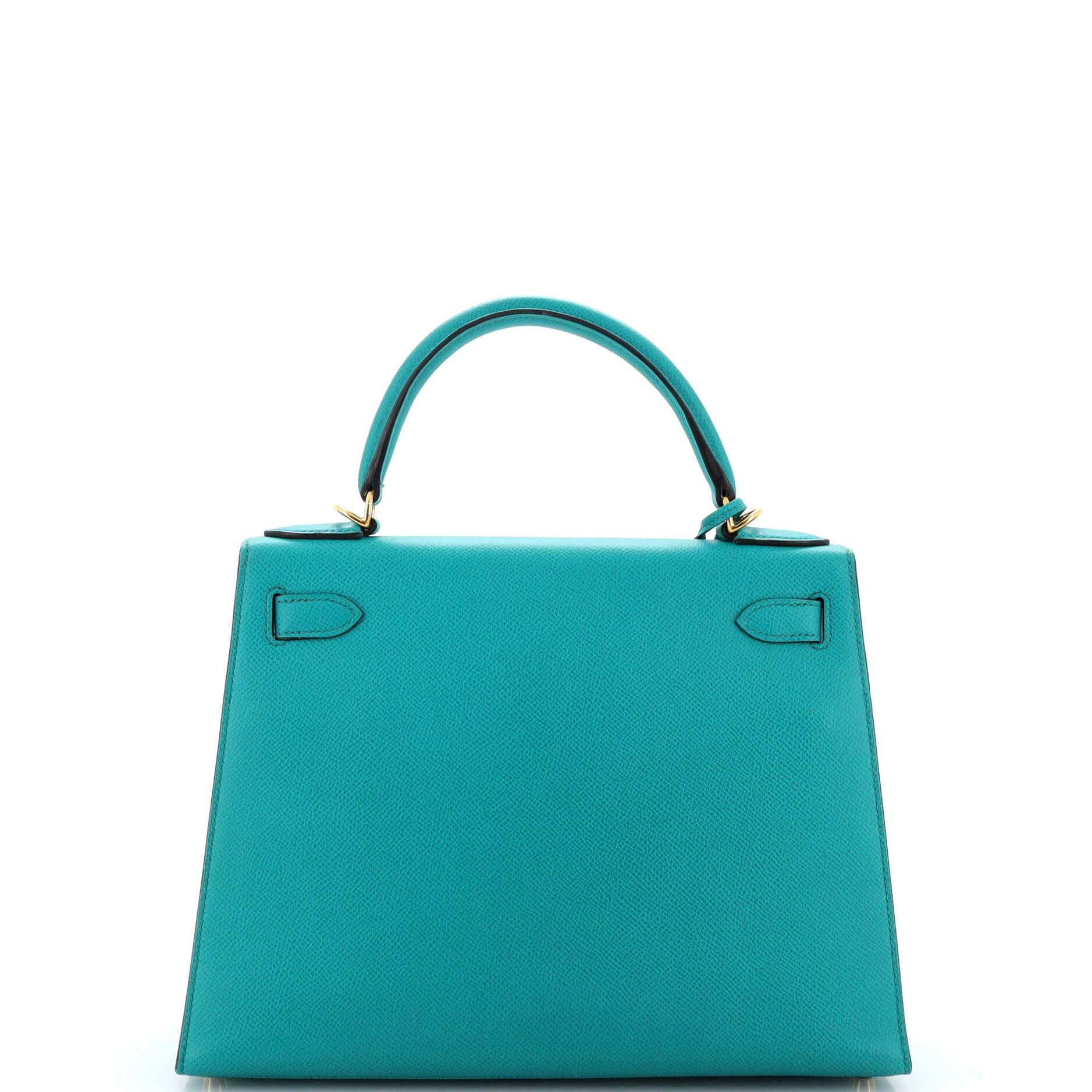 Hermes Kelly Handbag Bleu Paon Epsom with Gold Hardware 28 In Good Condition For Sale In NY, NY
