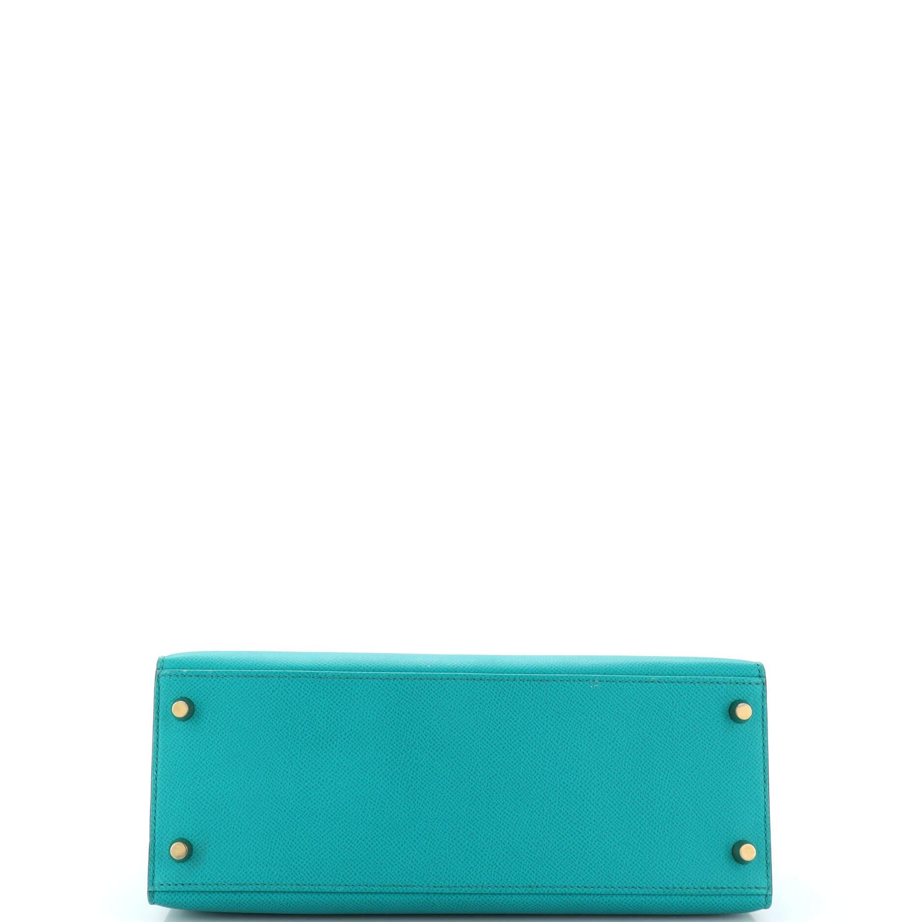 Women's Hermes Kelly Handbag Bleu Paon Epsom with Gold Hardware 28 For Sale