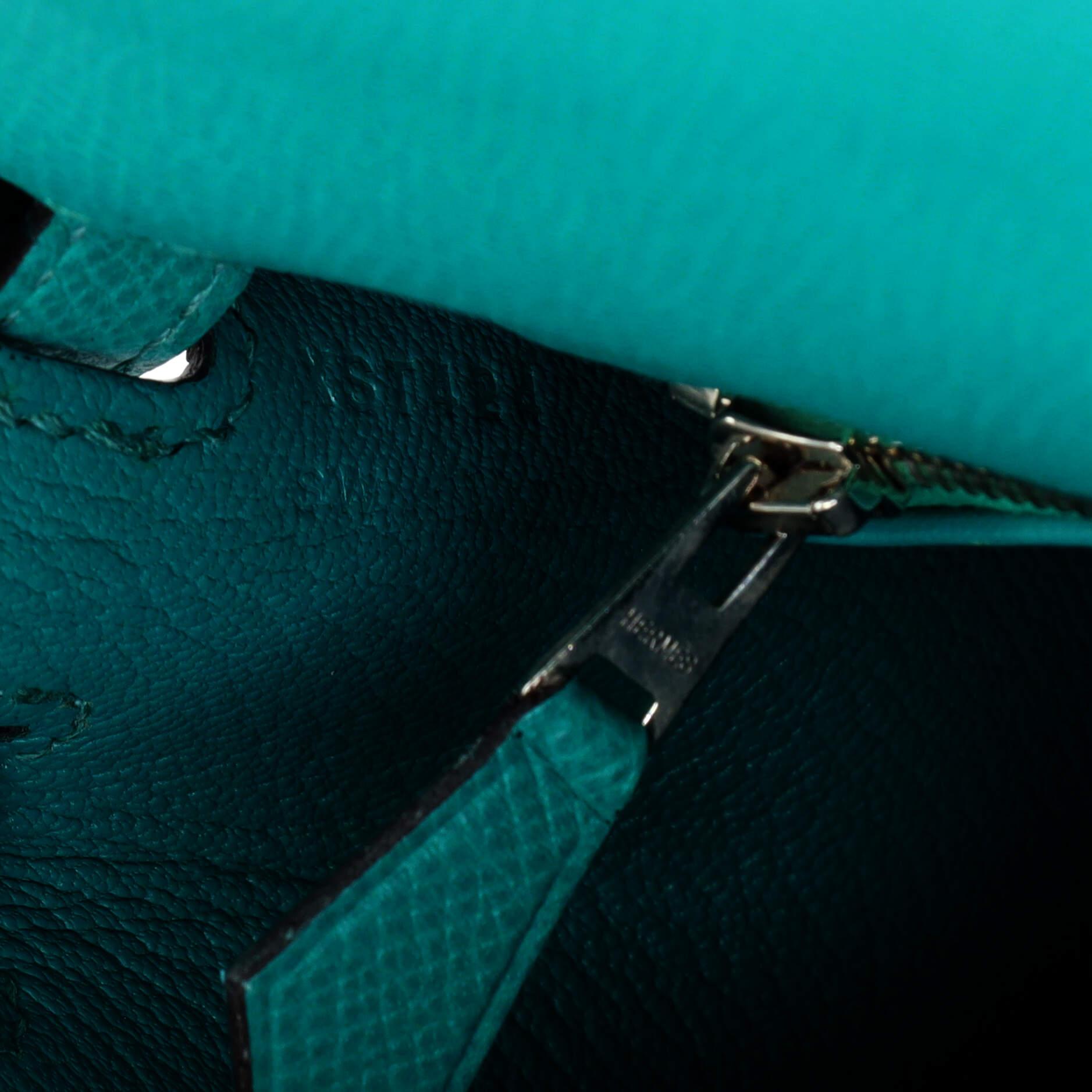 Hermes Kelly Handbag Bleu Paon Epsom with Palladium Hardware 25 6