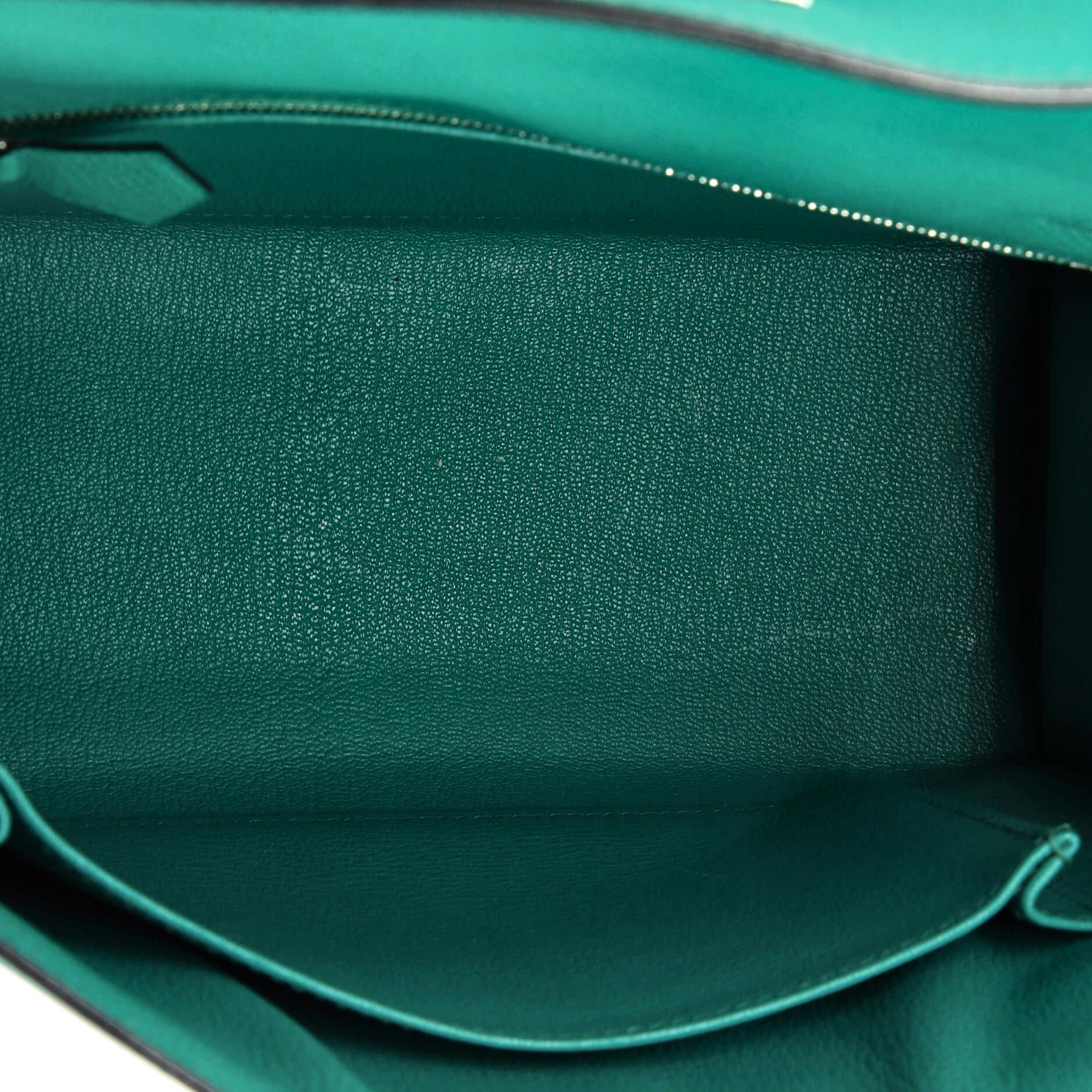 Hermes Kelly Handbag Bleu Paon Epsom with Palladium Hardware 25 For Sale 1