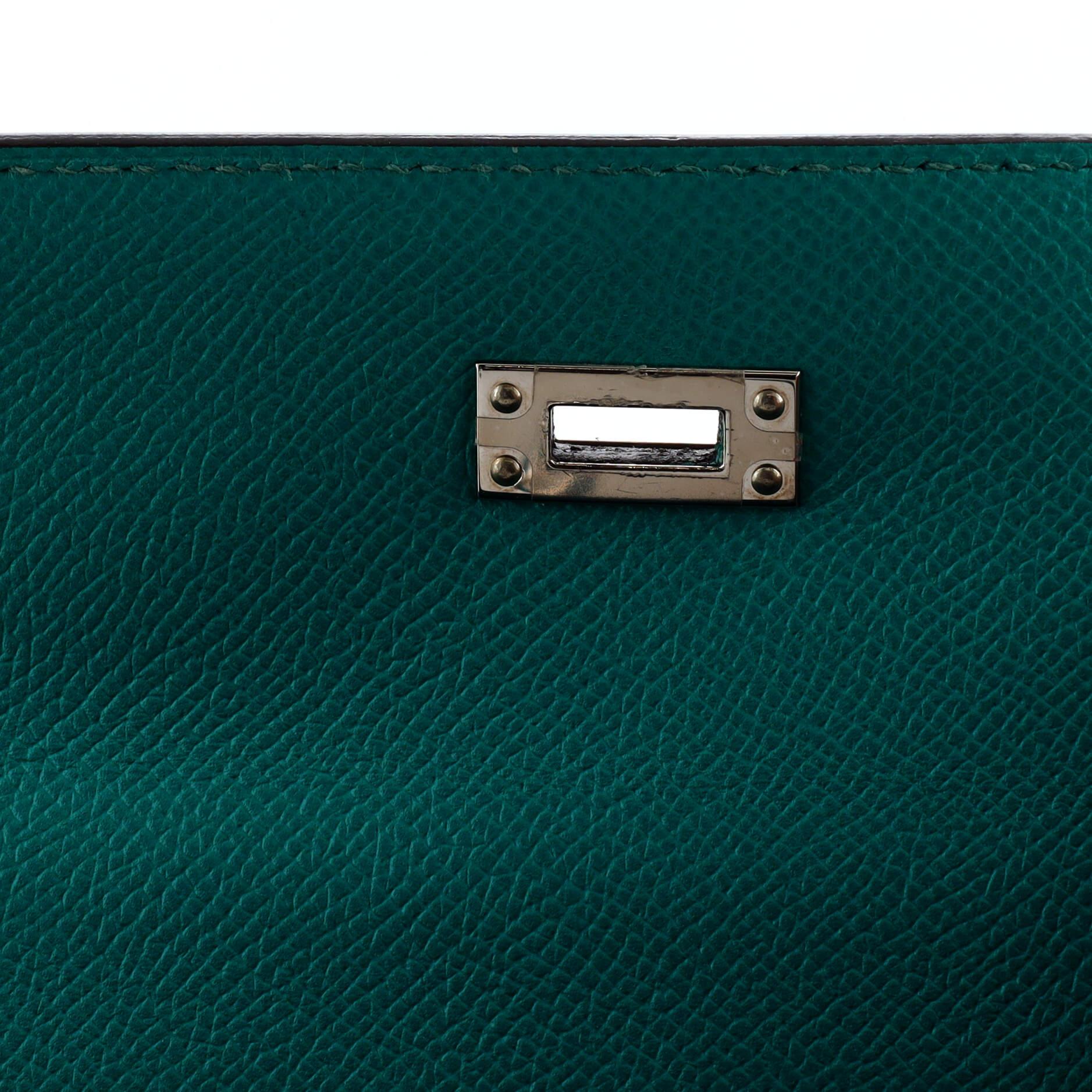 Hermes Kelly Handbag Bleu Paon Epsom with Palladium Hardware 25 4