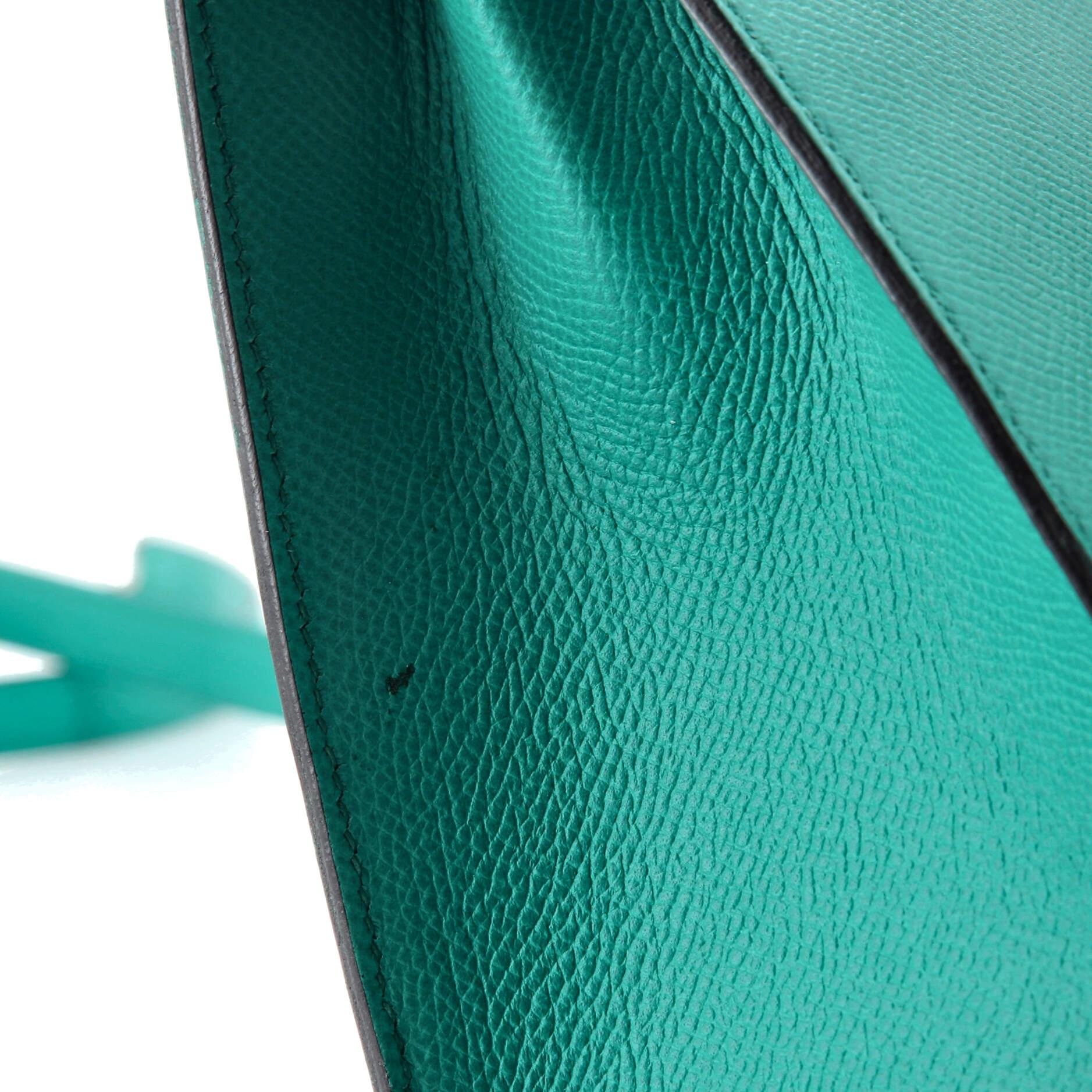 Hermes Kelly Handbag Bleu Paon Epsom with Palladium Hardware 25 For Sale 4