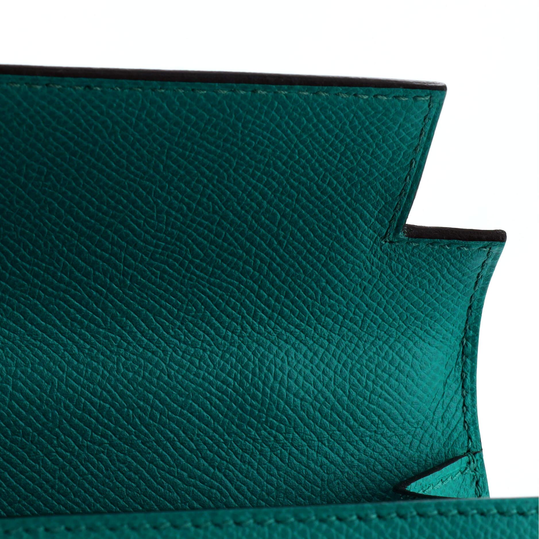 Hermes Kelly Handbag Bleu Paon Epsom with Palladium Hardware 25 5