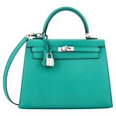 Kelly 25 leather handbag Hermès Blue in Leather - 34923111