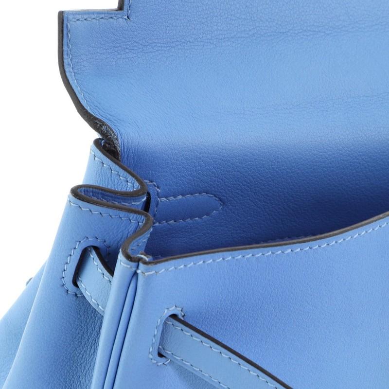 Hermes Kelly Handbag Bleu Paradis Swift with Palladium Hardware 25 2