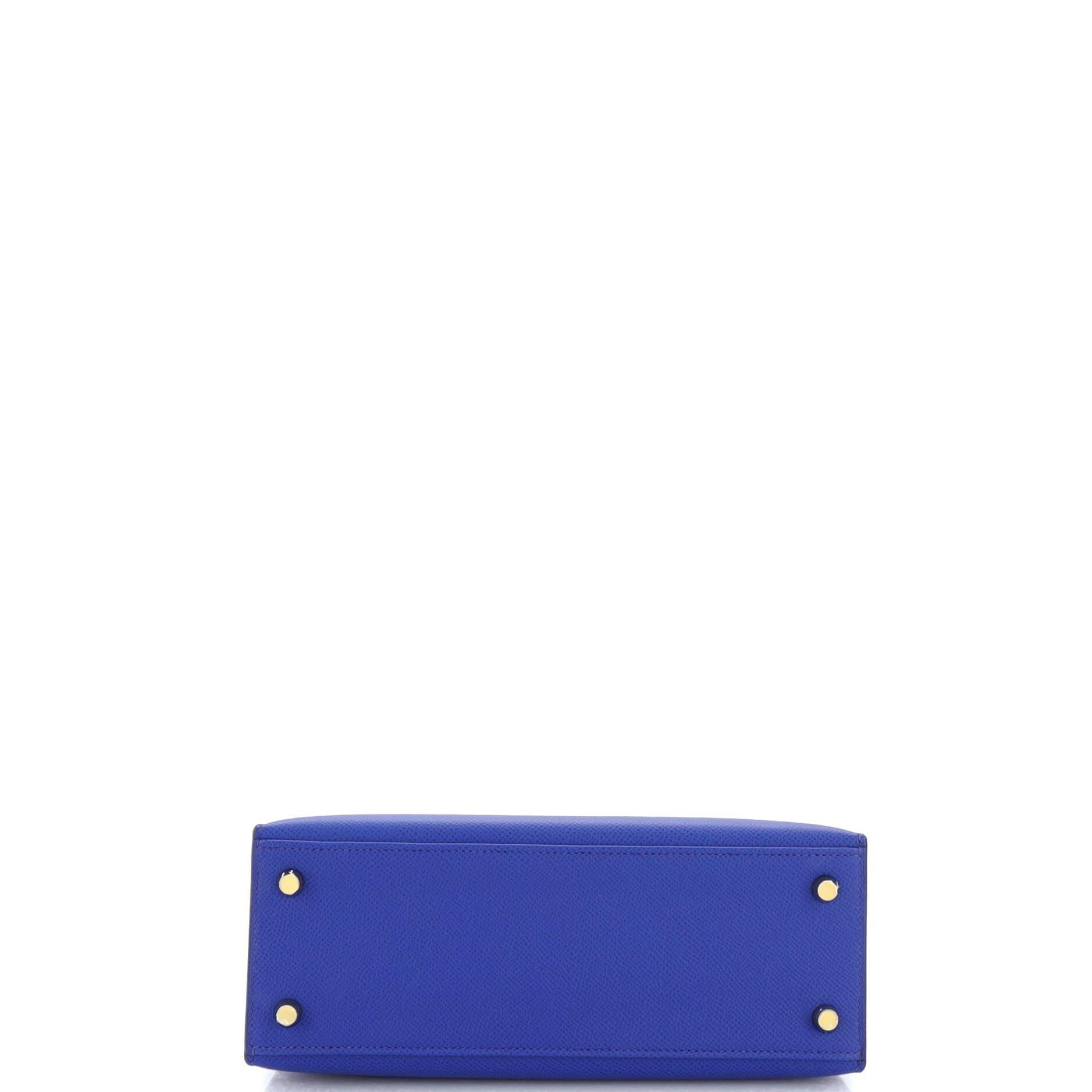 Hermes Kelly Handbag Bleu Royal Epsom with Gold Hardware 25 1