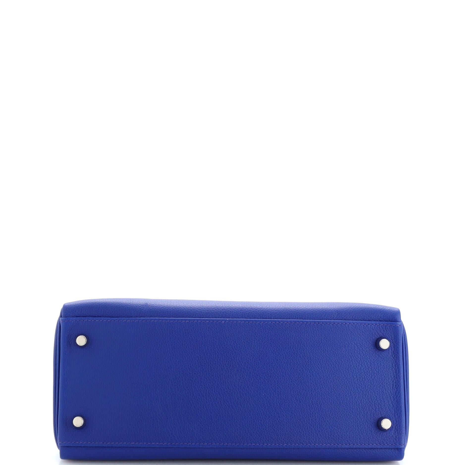 Hermes Kelly Handbag Bleu Royal Evercolor with Pallladium Hardware 28 1