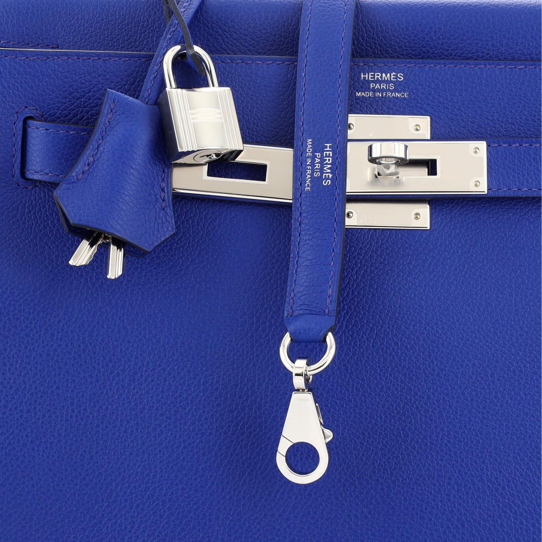 Hermes Kelly Handbag Bleu Royal Evercolor with Pallladium Hardware 28 3