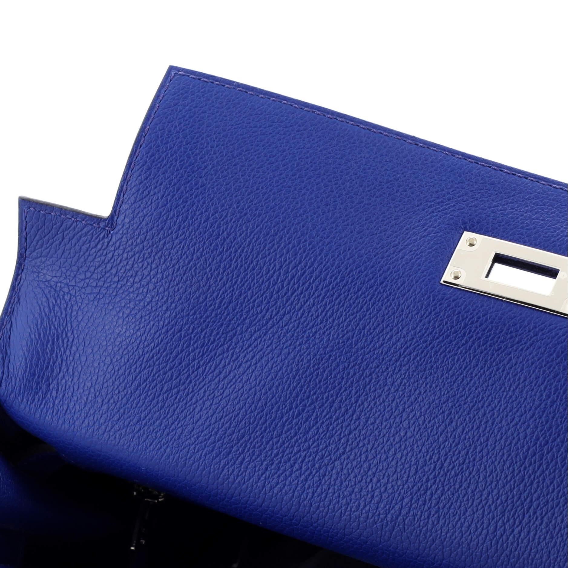 Hermes Kelly Handbag Bleu Royal Evercolor with Pallladium Hardware 28 4