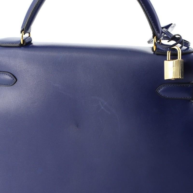 Hermes Kelly Handbag Bleu Saphir Box Calf with Gold Hardware 32 1